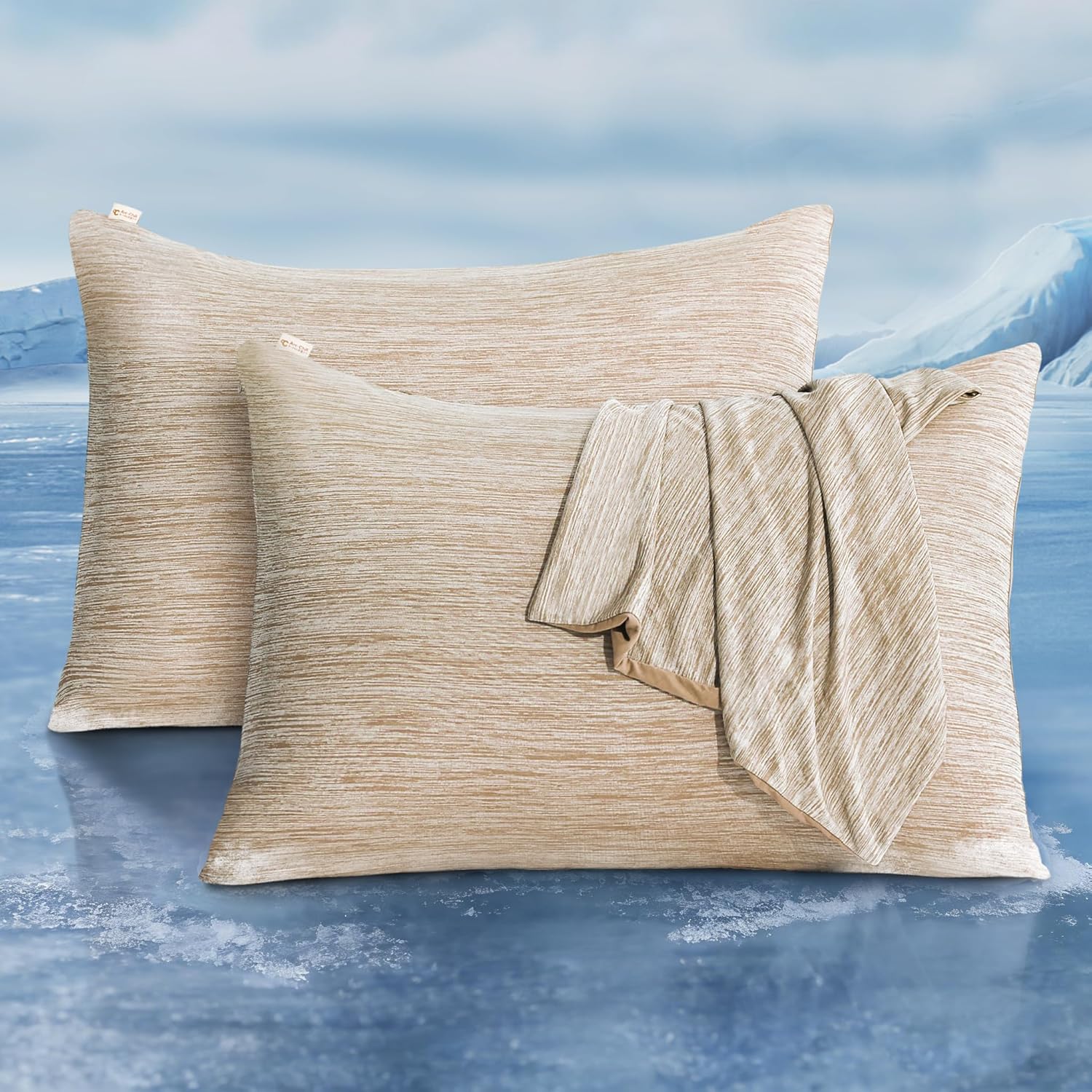 LUXEAR Cooling Pillow Cases, 2 Pack Queen Size Arc-Chill Q-max > 0.5 Gradient Cool Pillowcases for Hair Skin,Breathable Silky Cooling Summer Pillow Cover for Hot Sleepers & Night Sweats- Gradient Gray