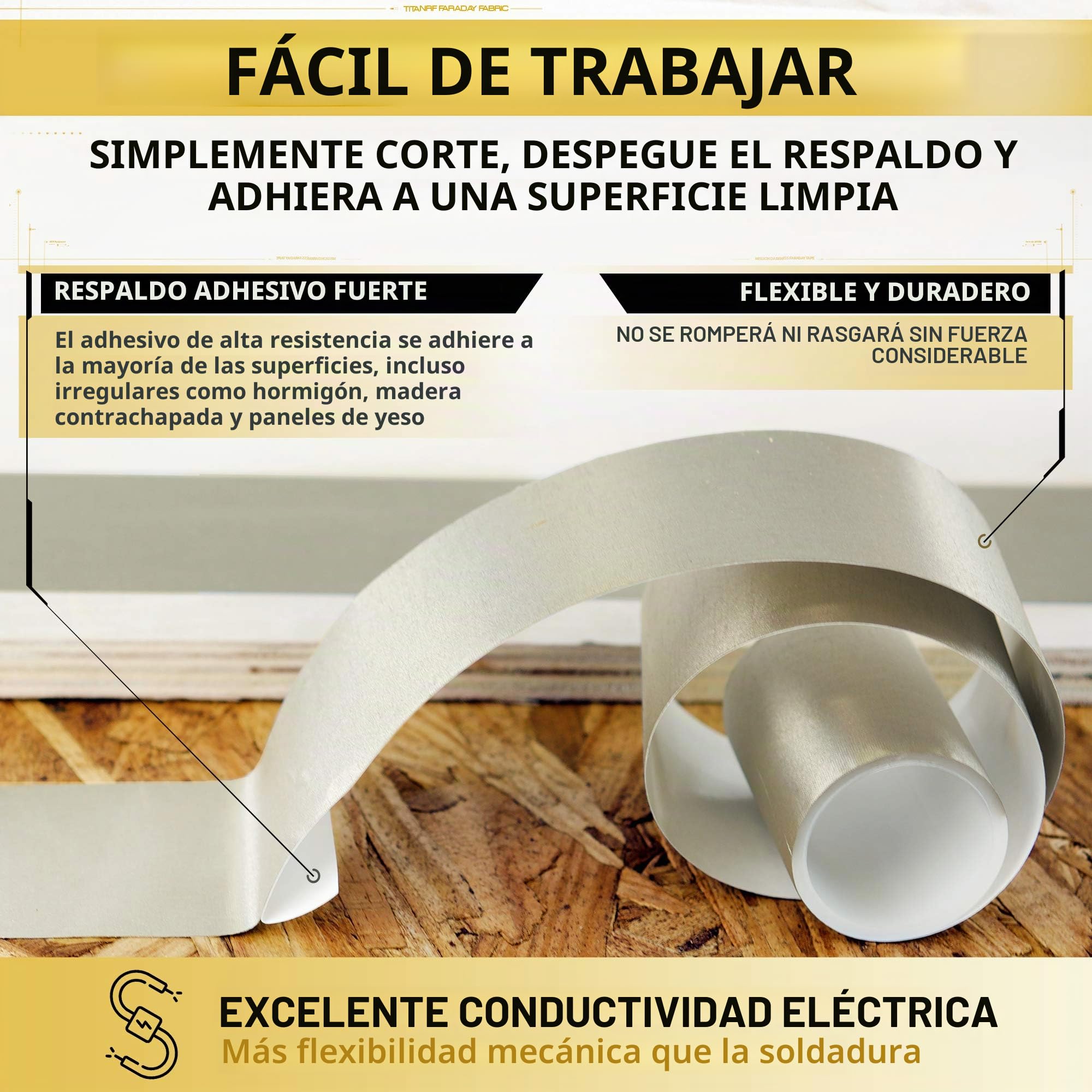 Mission Darkness TitanRF Faraday Tape - High-Shielding Conductive Adhesive Tape // Used to Connect TitanRF Fabric Sheets or Seal RF Enclosures // 2.5in W x 10ft L (6.35cm x 3.05m)