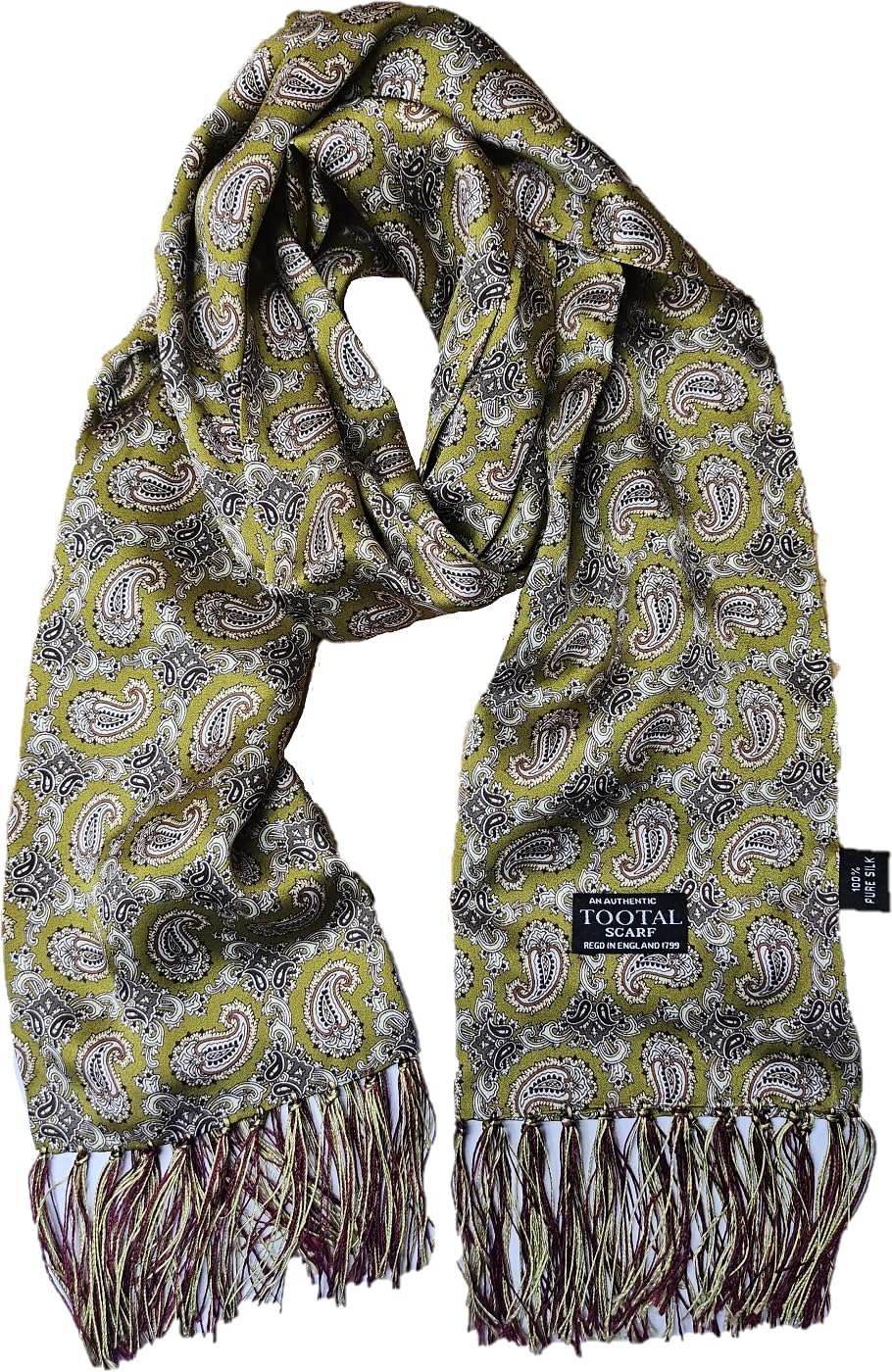 Tootal Men's Avocado Paisley Print Silk Scarf (, One Size)
