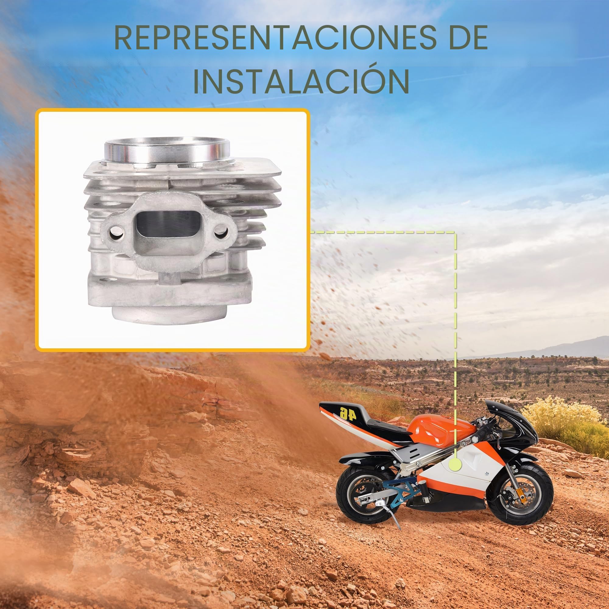 GOOFIT Big Bore 53cc 54cc cigüeñal Kit Superior de 44mm Pistón reemplazo para 49cc 2 Tiempos de Motor Pocket Bike ATV