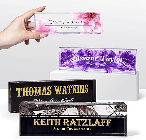 Placa de identificación para escritorio Decoración de oficina de acrílico transparente para el trabajo Regalos para mujer jefa Decoraciones de