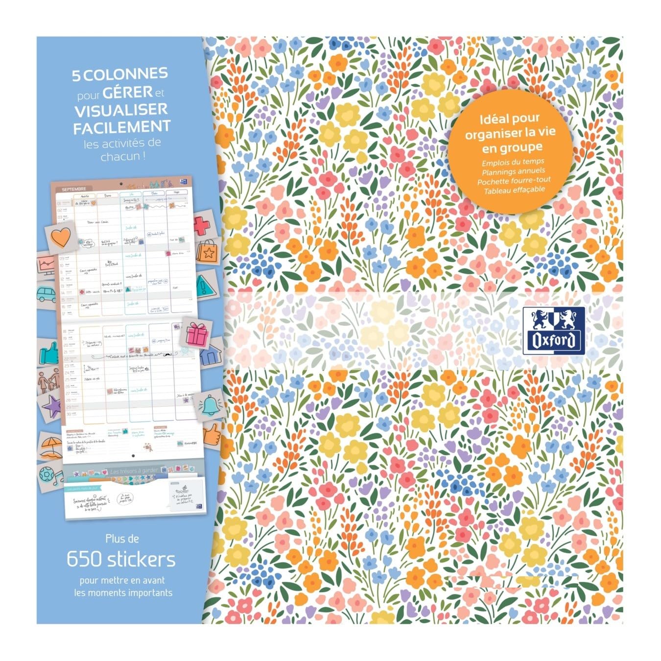 Blumie Shop Set of Family Calendar "Bien S'Organise" September 2024 to December 2025 + 1 Blumie Index (30 x 30 cm, 16 Months, White) - Image 2