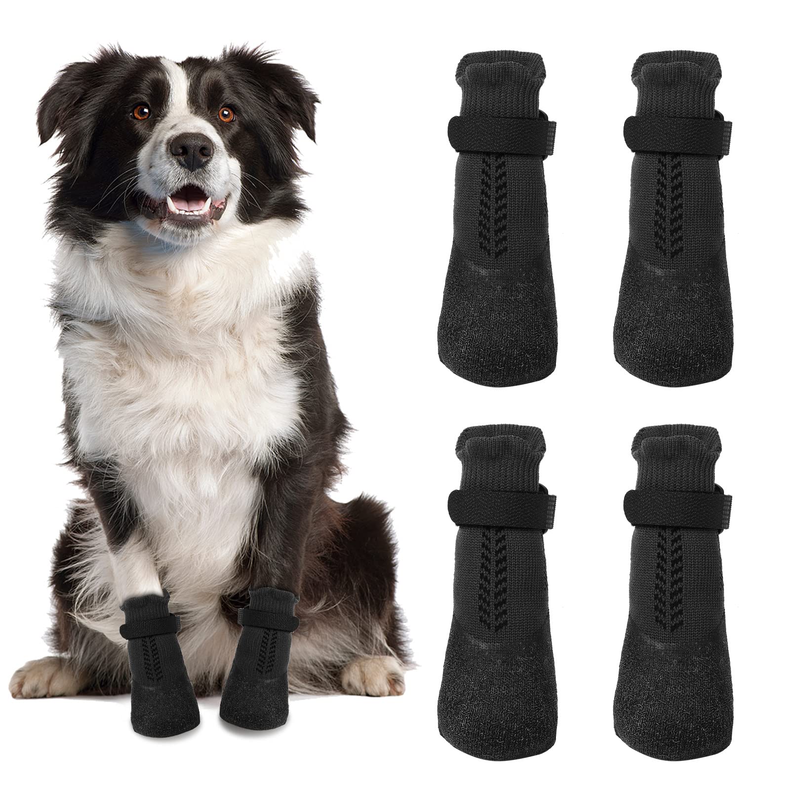 Avaner Hondensokken 4 Stuks - Antislip, Waterdicht, Met Reflecterende Strepen, XXL 6.5x6.5 Cm Voor Kleine Tot Middelgrote Honden