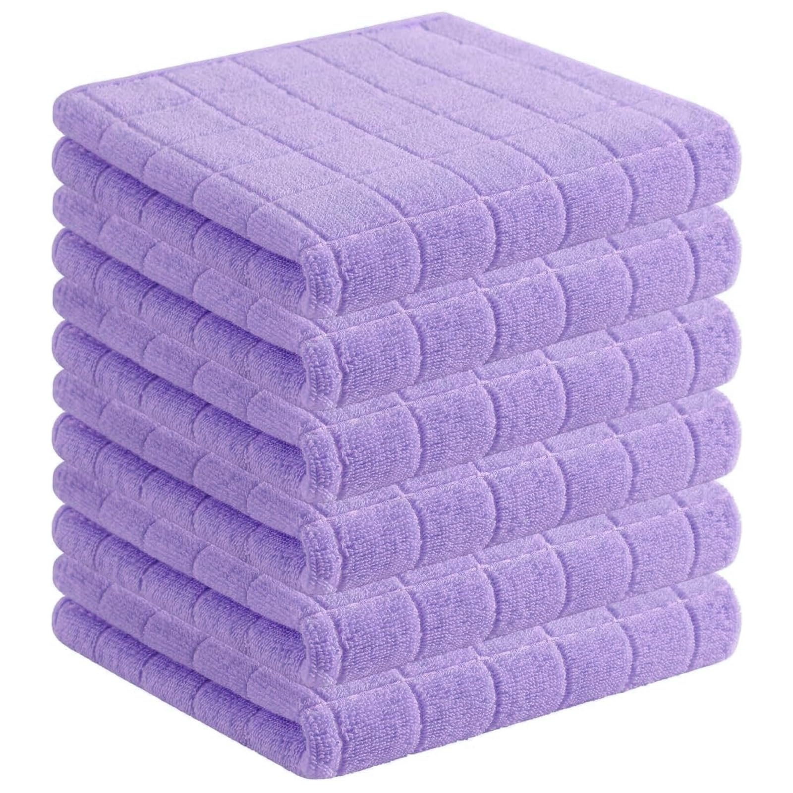 Homaxy 100% Cotton Terry Kitchen Towels, 6 Pack, Lavender | Ultra Soft and Absorbent Dish Towels for Kitchen, Suitable for Drying and Washing Dishes