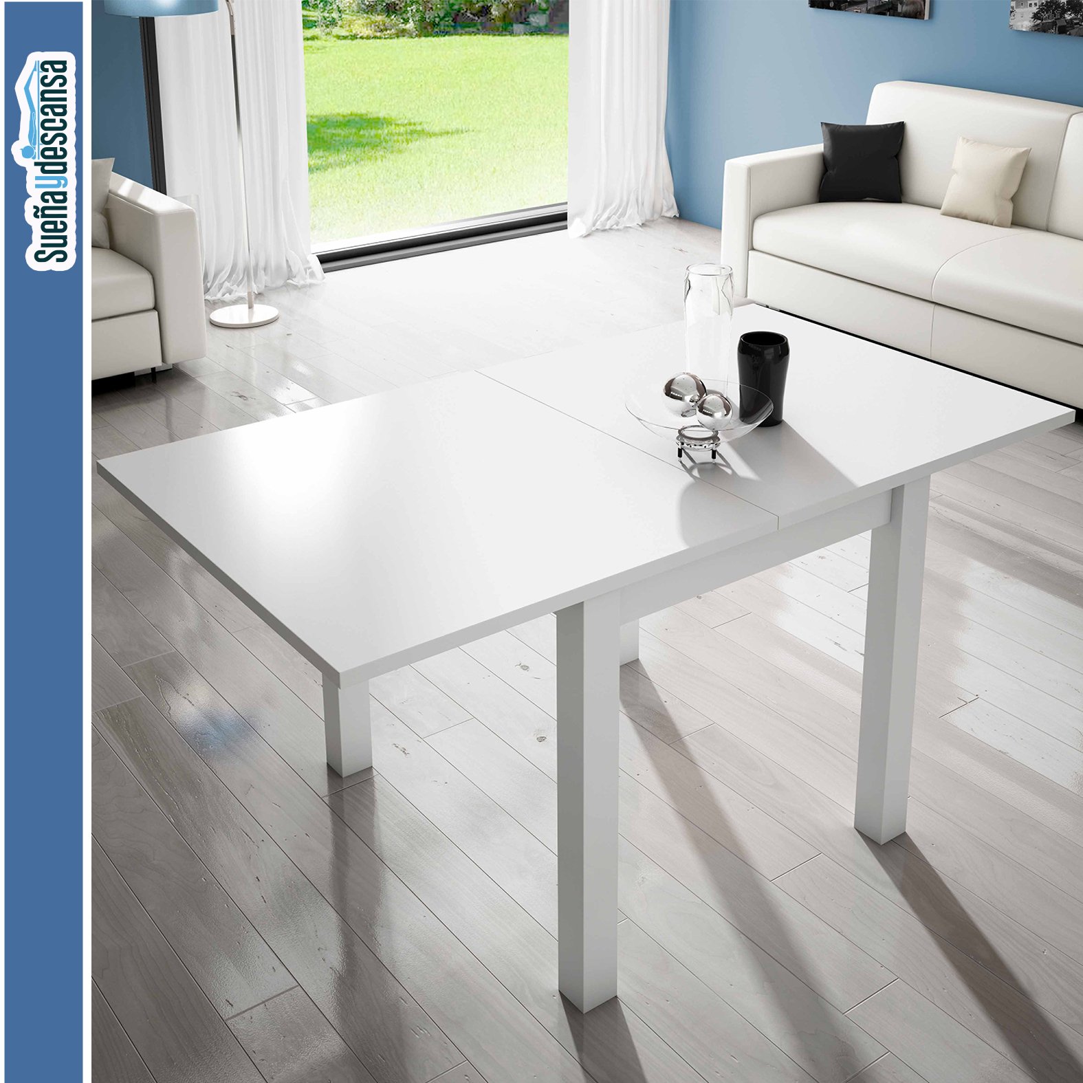 Mesa Libro Blanca Extensible, salón Comedor o Cocina de 90 x 80 Extensible 160 cm