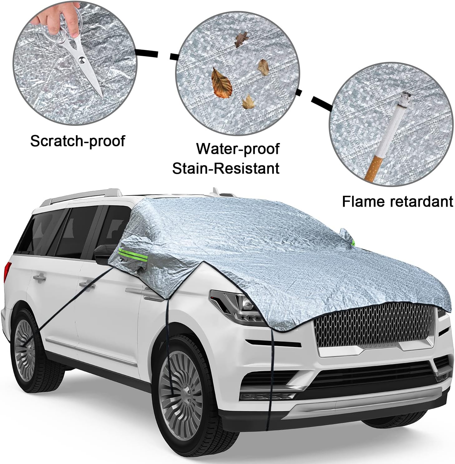 Large Car Windshield Cover for Ice and Snow,Sun Shade UV Protection Cover, Padded Cotton Aluminum Insulate Layer Car Frost Cover Fits Most Car 90.5inch*94.4inch*54.3inch with Extra Ice Scraper