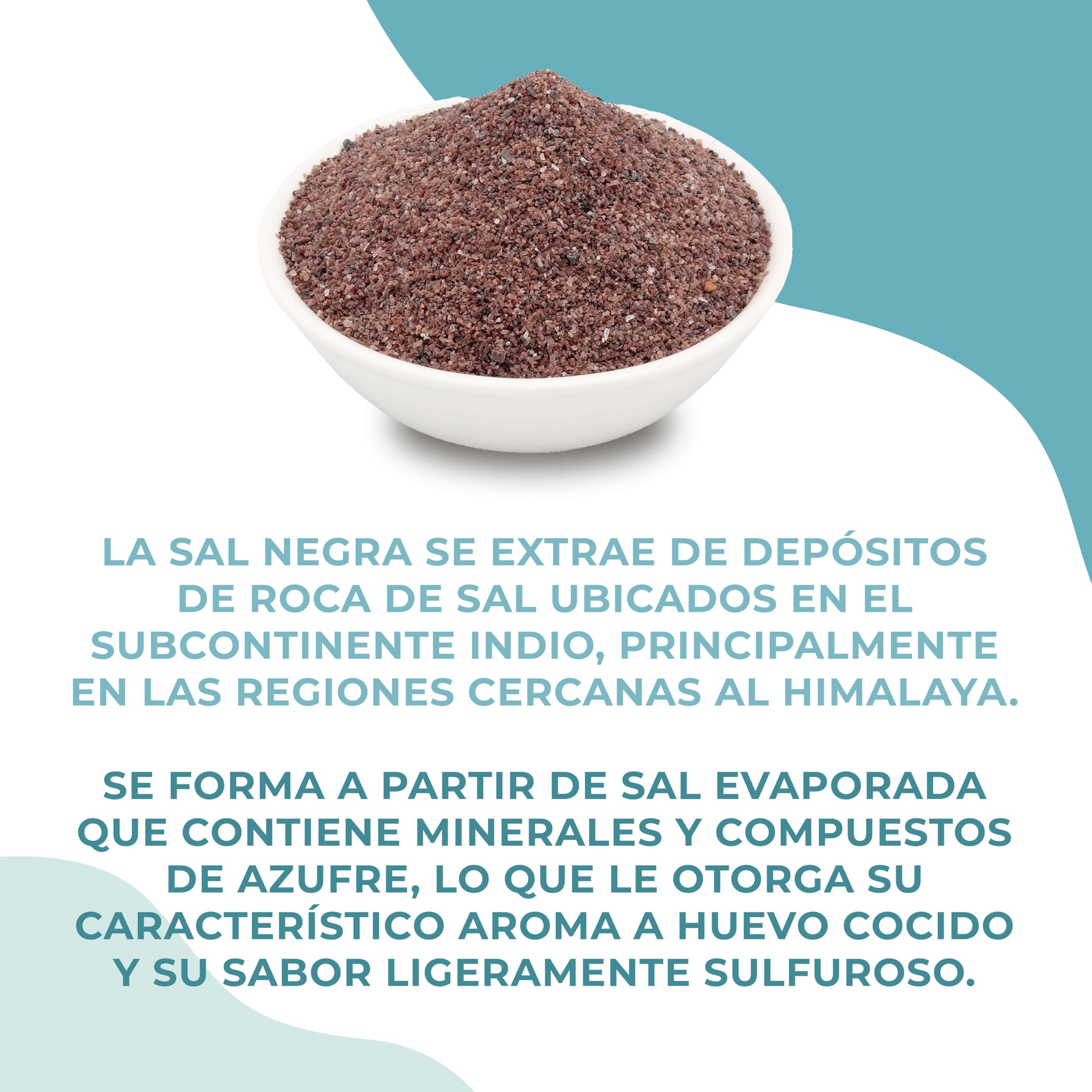 Sal Kala Namak, Fina, 100% Natural, |Sabor Huevo| Sin Aditivos, Sin Refinado. Sal Negra Del Himalaya. Mayor Contenido En Oligoelementos. Para Sazonar. Origen: India y Pakistán. (Fina) (Fina)