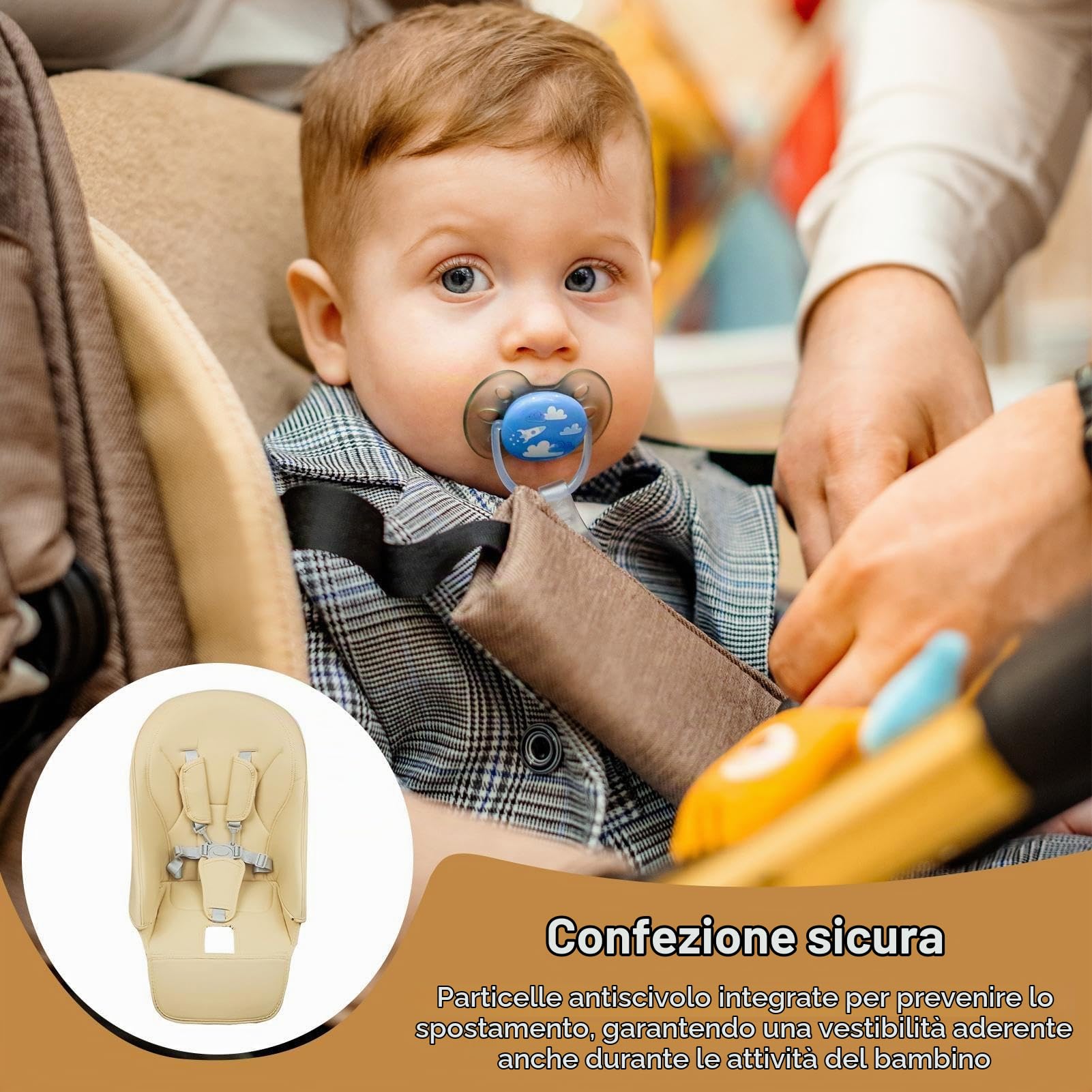Coprisedili Per Seggioloni Per Bambini, Imbottitura Traspirante Per Seggiolone, Cuscino Di Protezione Per Seggiolone In Similpelle, Ricambio Per Seggiolone, Inserto Per Seggiolone Per Peg-Perego