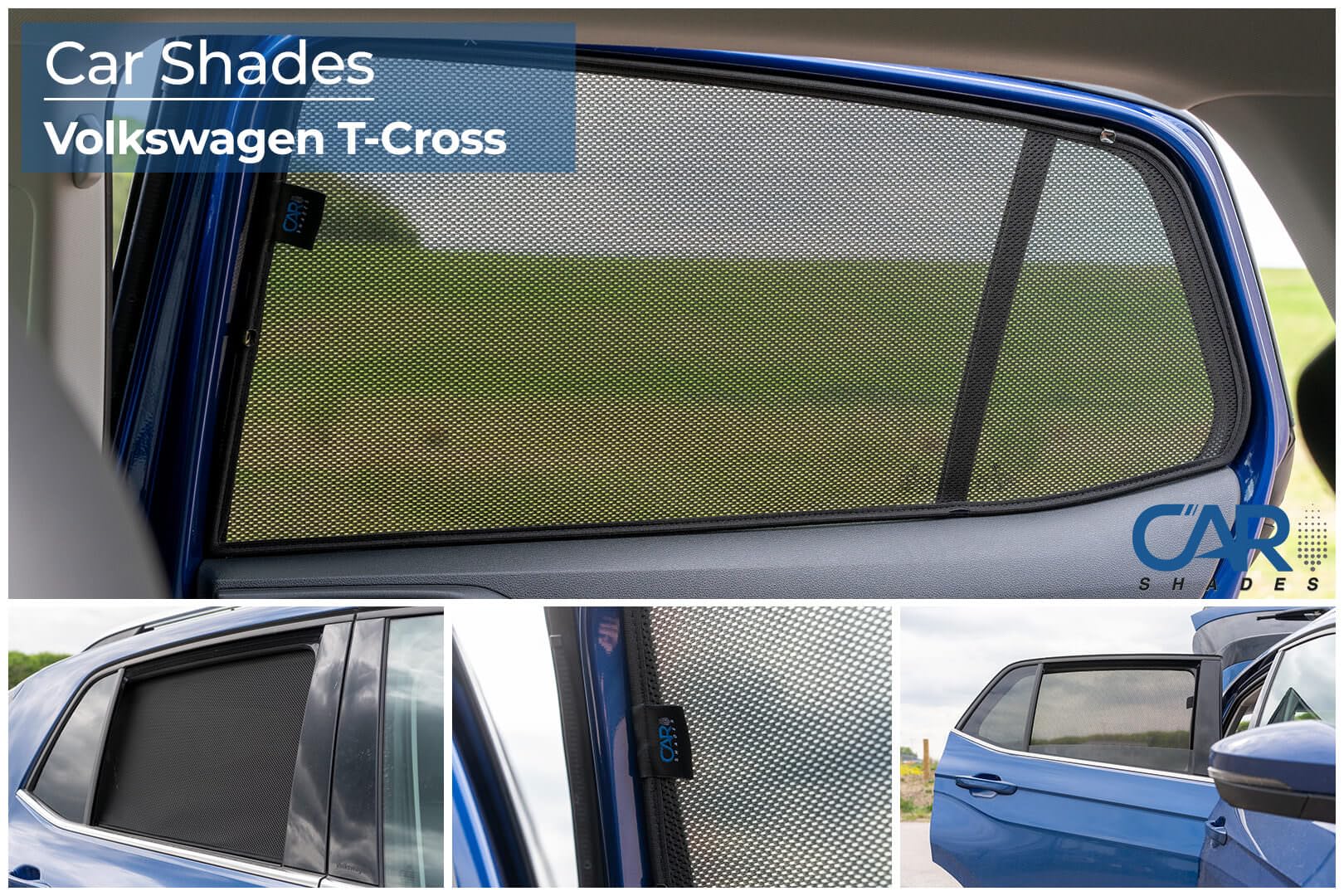 CAR SHADES Set (Porte Laterali Posteriori) Compatibile con Volkswagen T-Cross 2019- (2-Parti) Tendine Parasole su Misura