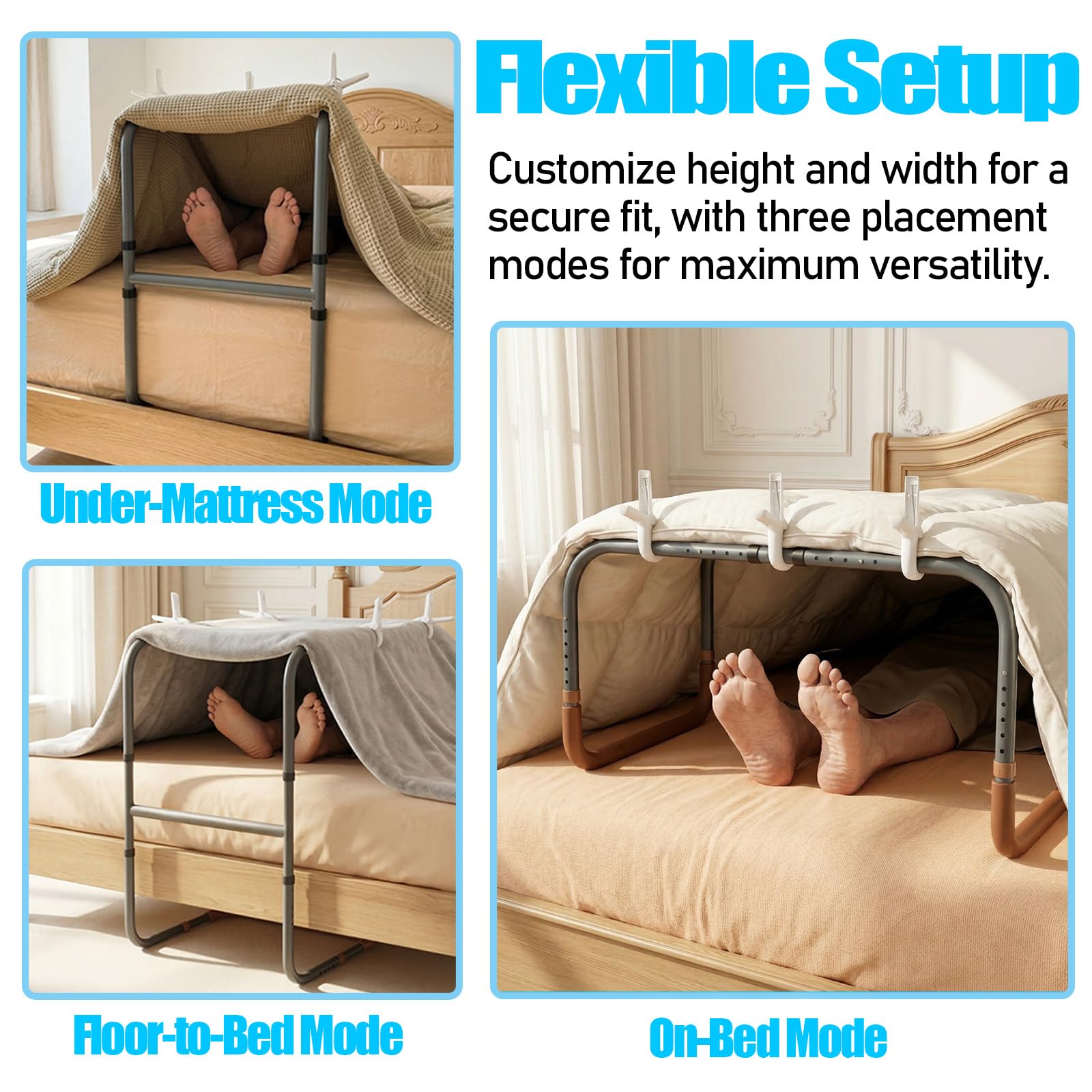 Elevador de manta antideslizante de altura ajustable para pies, soporte de recuperación postoperatoria para aliviar la presión en pies, rodilla y tobillo para un sueño más cómodo, con 4 clips