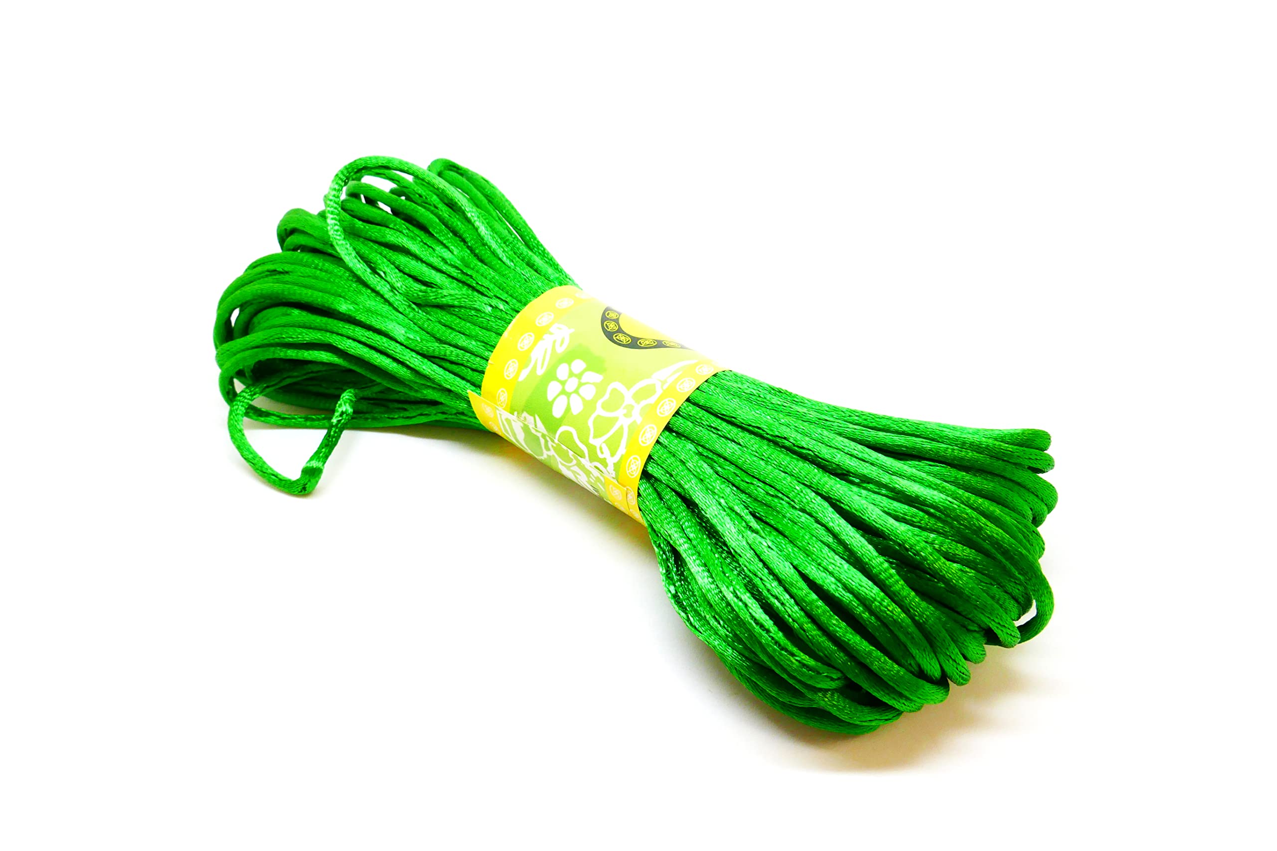 20m Green Rattail Satin Cord 2mm - Kumihimo Macrame Chinese Knot - P00905