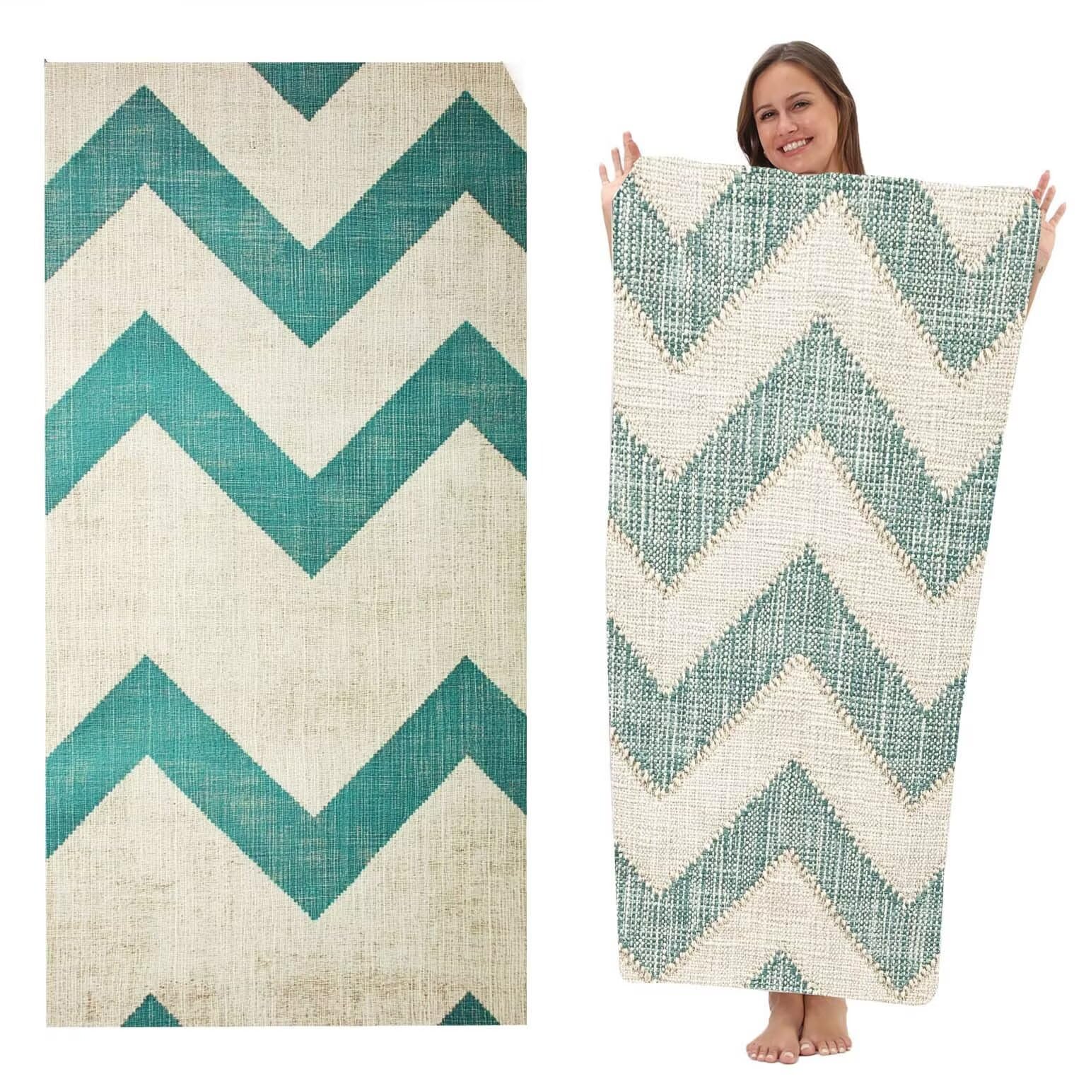 Toalla Playa grande XXL 90x200 cm, Toalla Microfibra de Secado RáPido, Absorbente, Ultrasuave y Compacta, Toalla BañO Sin Arena, Manta de Playa Gimnasio Baño Regalo, Pack de 2 (Azul Ondulado) z7846