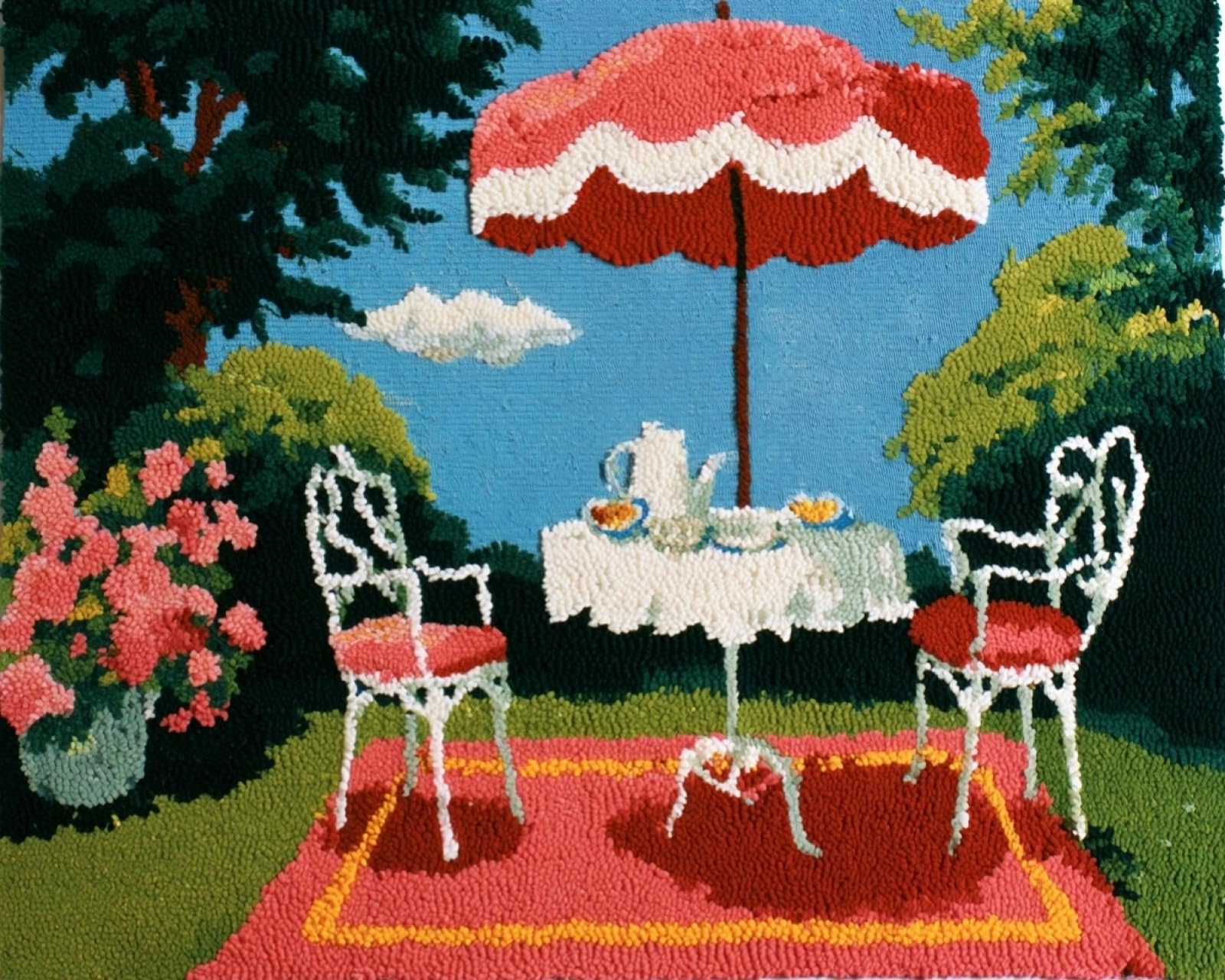 Wallphantom Latch Hook Rug Kit,Table in the Courtyard