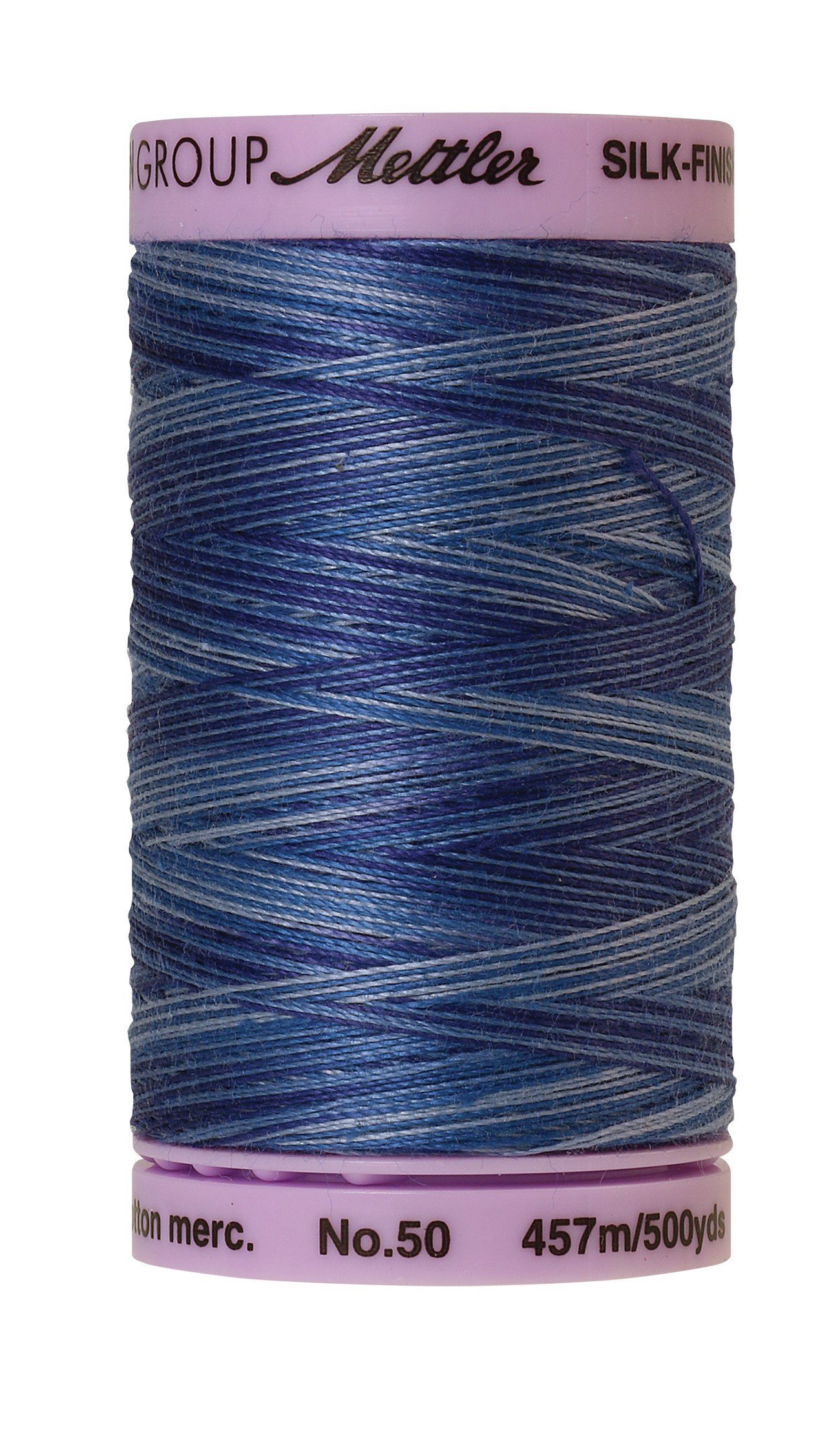 Mettler Silk-Finish Variegated Cotton Thread, 500 yd/475m, Evening Blue