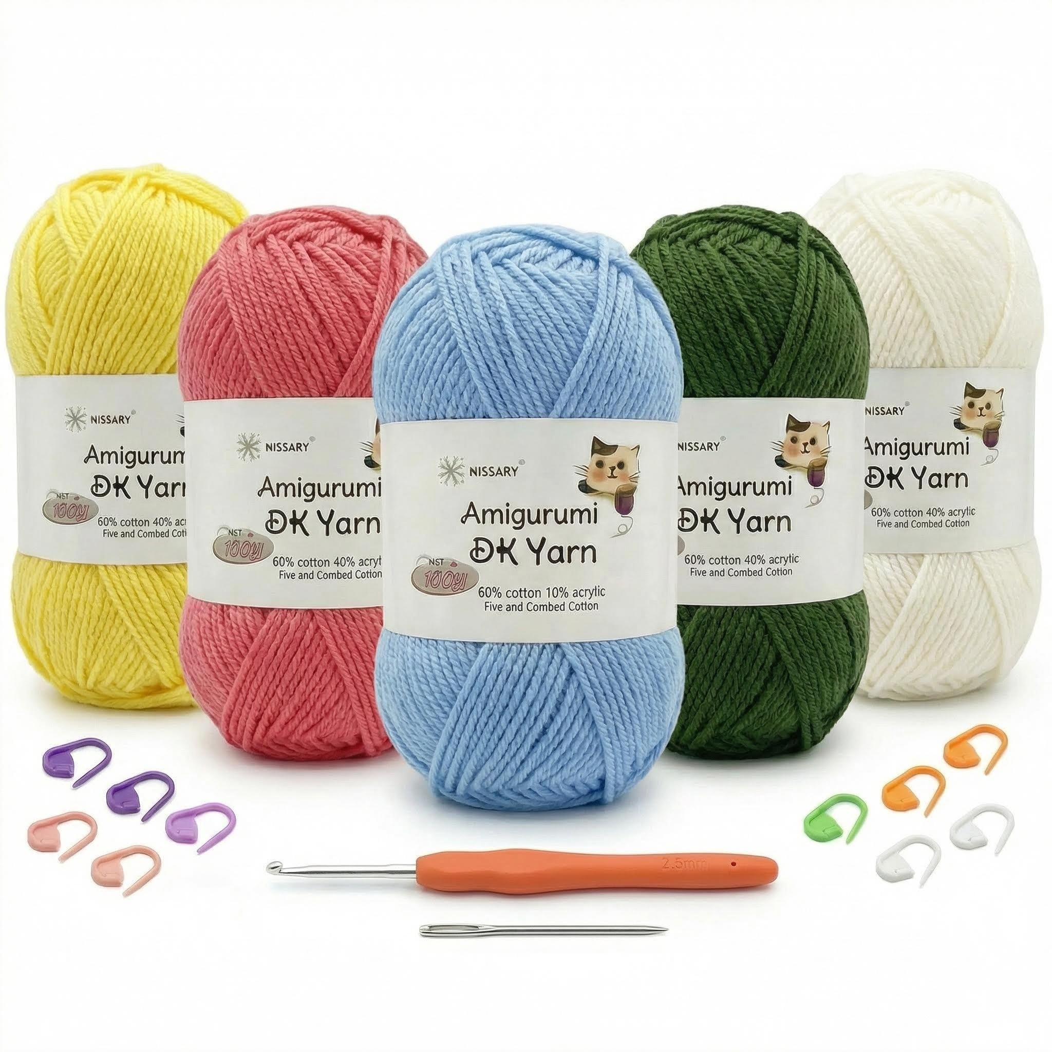 Häkelgarn,100g Baumwoll-DK-Garn 60% Baumwolle, 40% Acryl