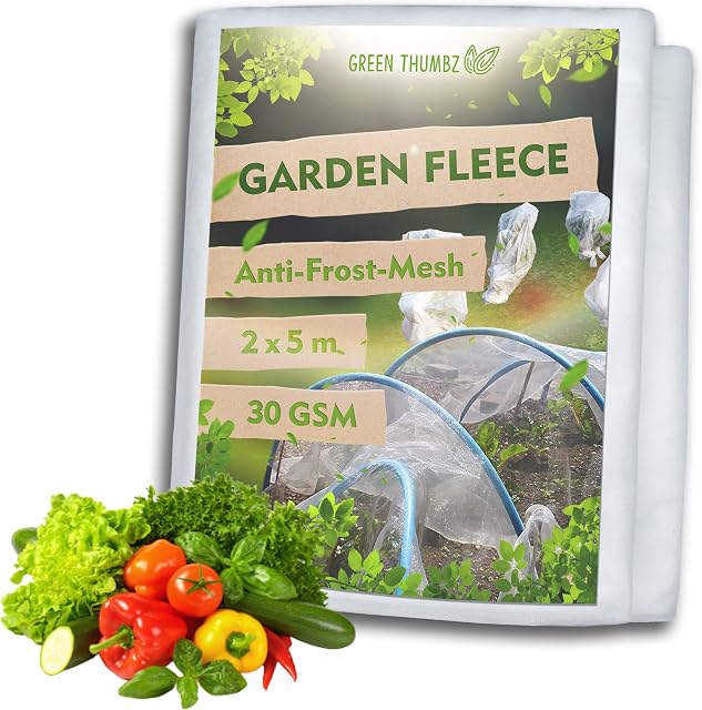 Green Thumbz Garden Fleece Plant Cover - 2m x 5m Plant Protection Horticultural Fleece Cloches for Growing Vegetables - Garden Fleece Roll Plant Covers for Frost - Garden Netting for Garden Plants