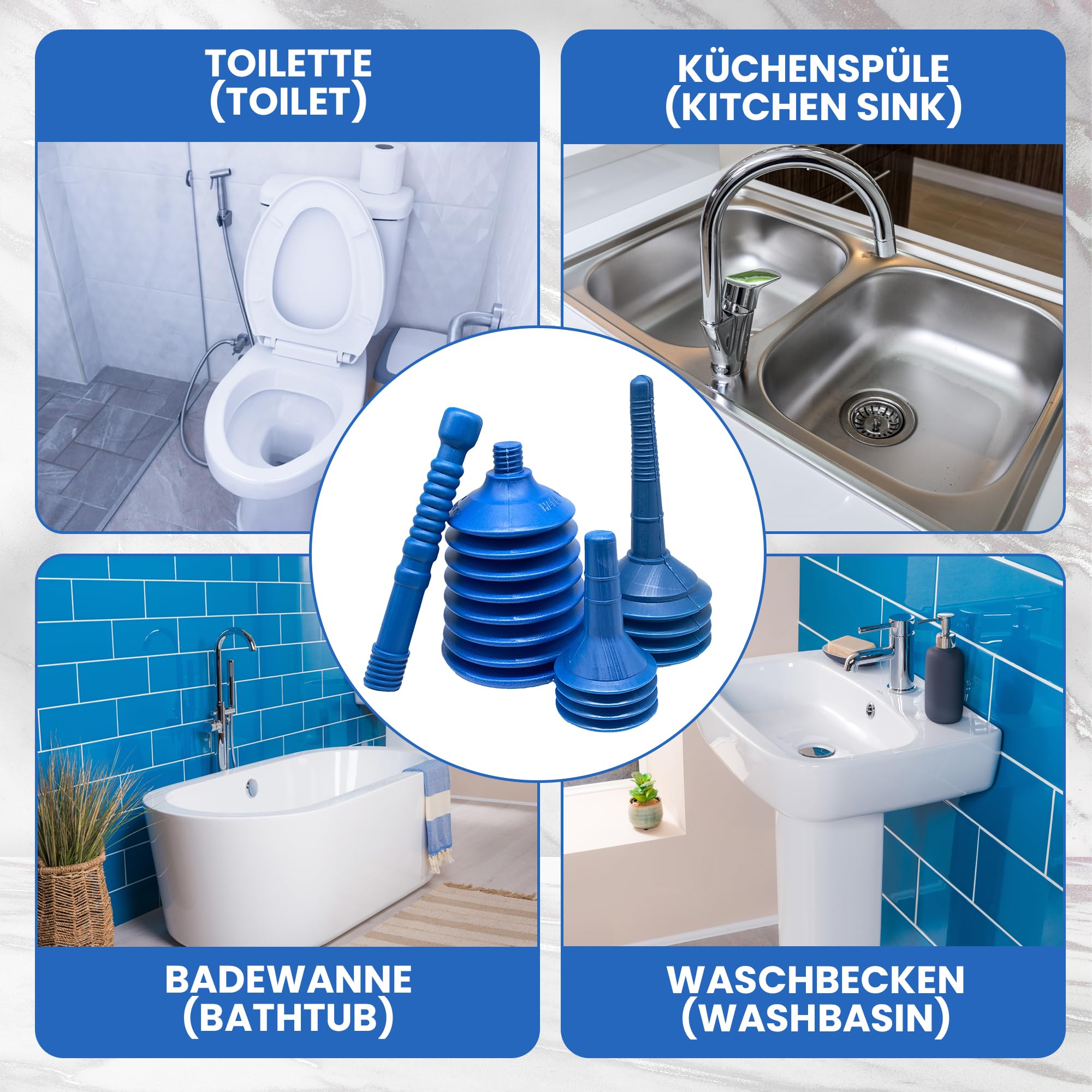 Saugglocken Set | Pömpel - Rohrreiniger | Pümpel-Set | Abflussreiniger (2er)