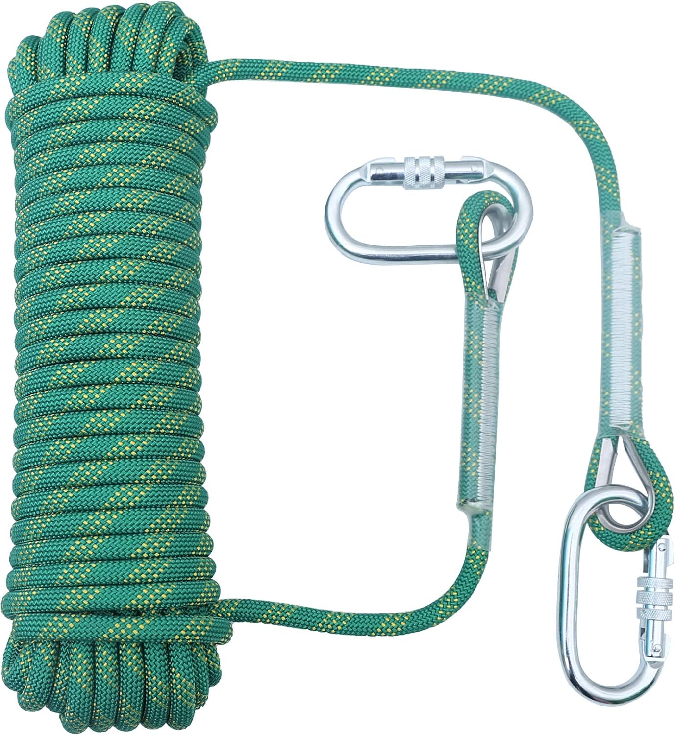 orgphys Rock Climbing Rope 10mm - 32 Feet Outdoor Safety High Strength Rappelling Rope for Hiking, Mountaineering, Training, Rescue, Fire Escape (Green) : Sports & Outdoors