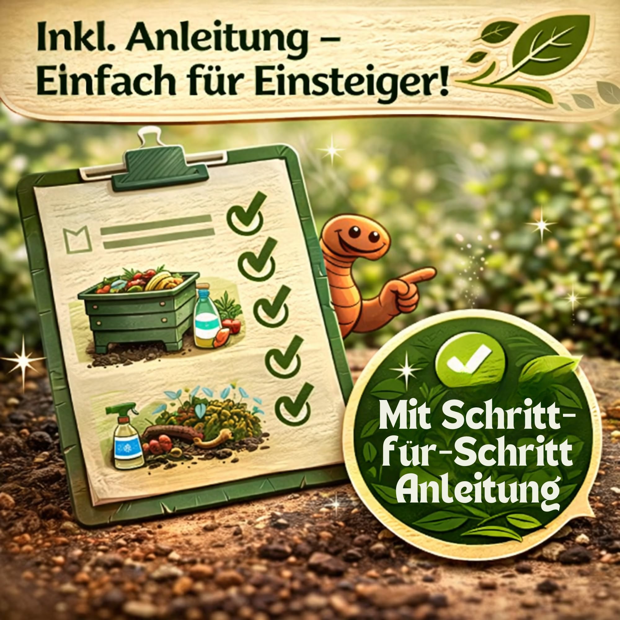 Kompostwürmer Eisenia Mix (1000, 2000, 6000 oder 8000 Stück) – 3 Arten für Wurmkiste, Komposter und Garten – Eisenia fetida, Andrei & hortensis (Dendrobena) – mit Wurmhumus Substrat