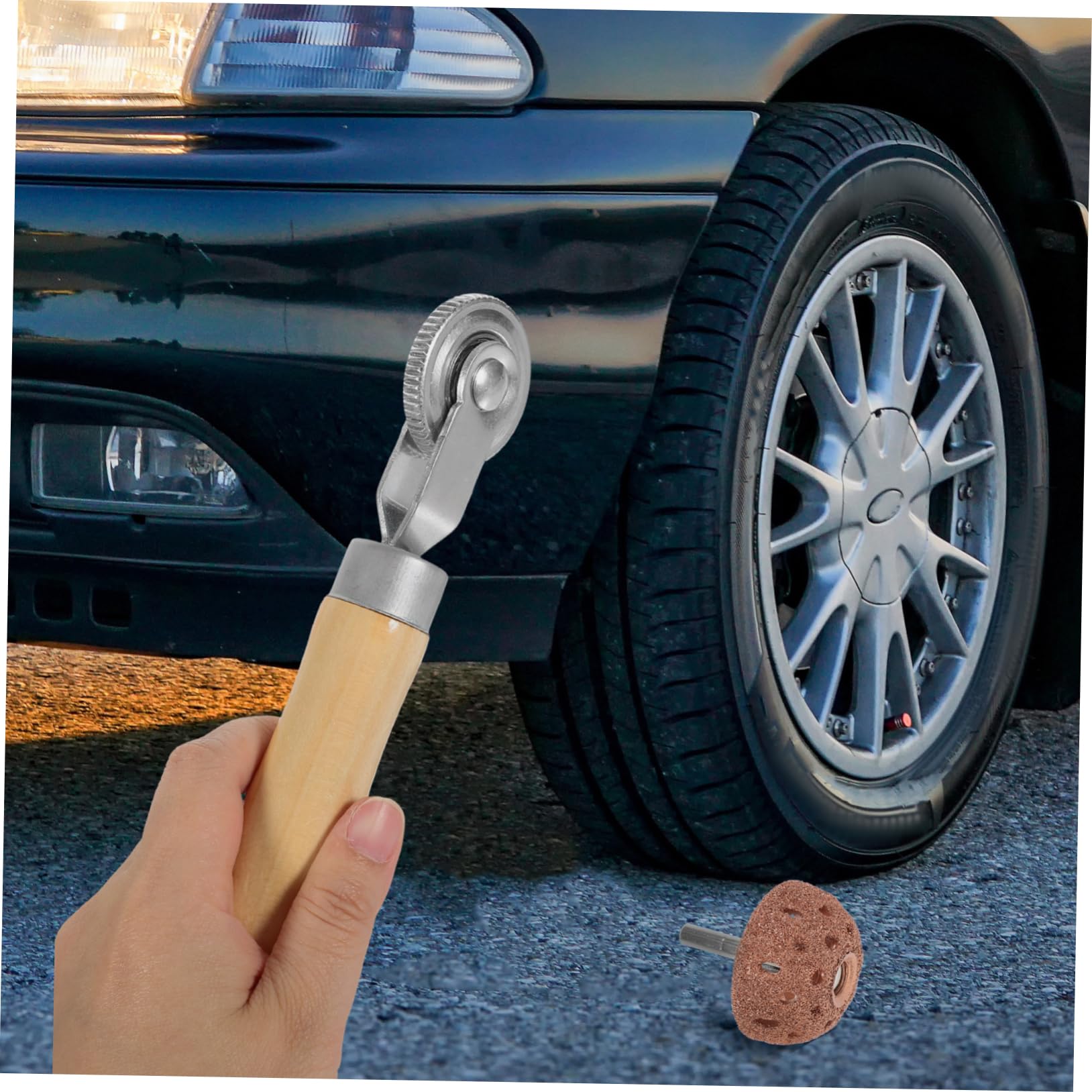 Gatuida 5juegos Herramientas De Reparación De Neumáticos Rodillo De Insonorización y Disco De Pulido Para Coches Motos y Bicicletas Solución Para Pinchazos y Reparaciones De