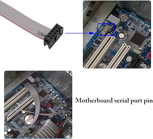 Vista 11 de zdyCGTime 1 puerto DB9 RS232 Serial Port Bracket a 10 pin HeaderRibbon adaptador de conector de cable, DB9 Serial macho a 10P Placa base de montaje