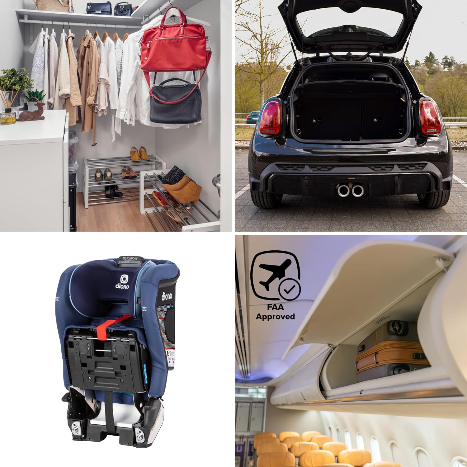 Close-up of the 12-position easy adjust headrest on the Diono car seat