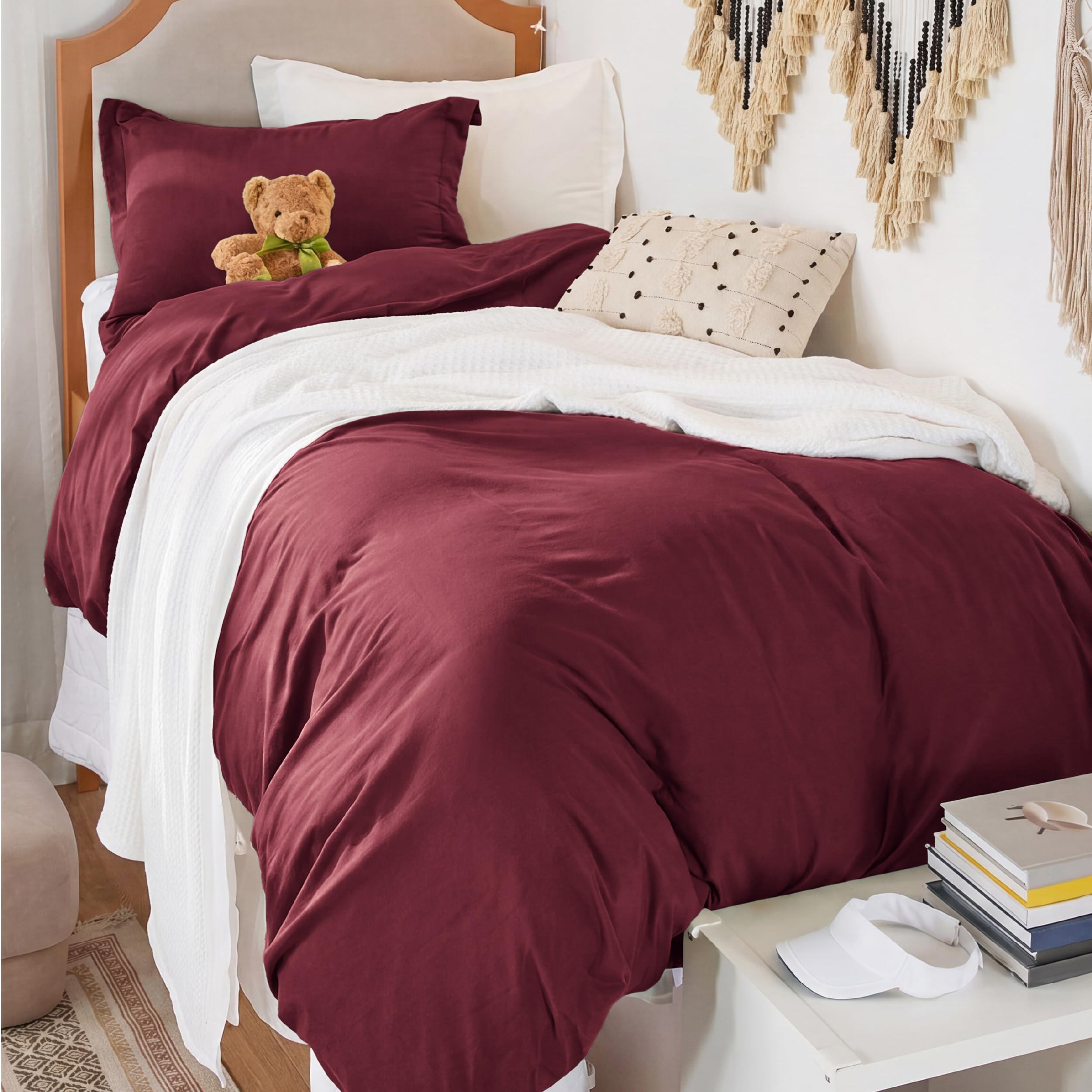 Bedsure Prewashed Twin Duvet Cove, Cotton-Like Bedding Soft Set, Burgundy