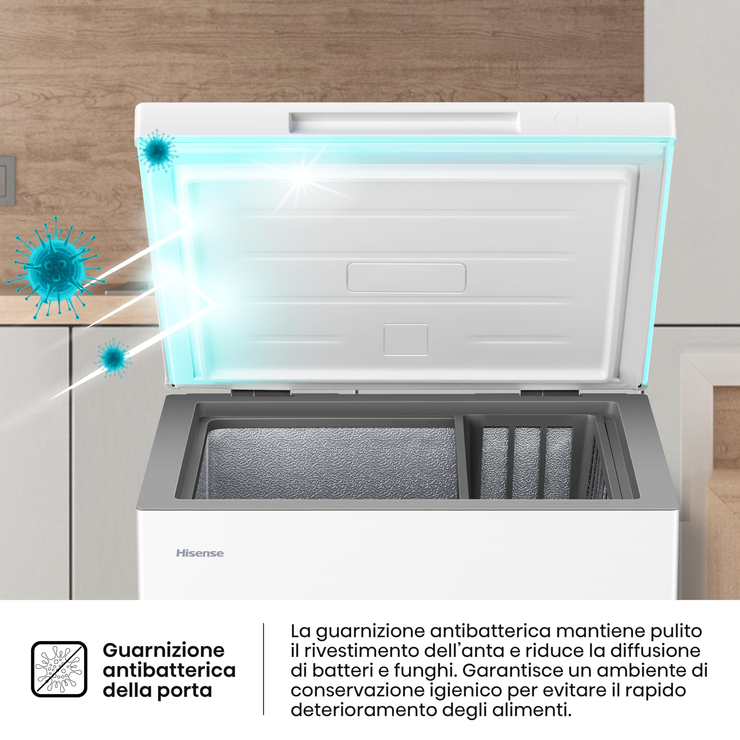 Hisense FT100N1BWE NUOVO Congelatore a Pozzetto con capacità 97 litri, Silenzioso MAX 40 dB, Bianco