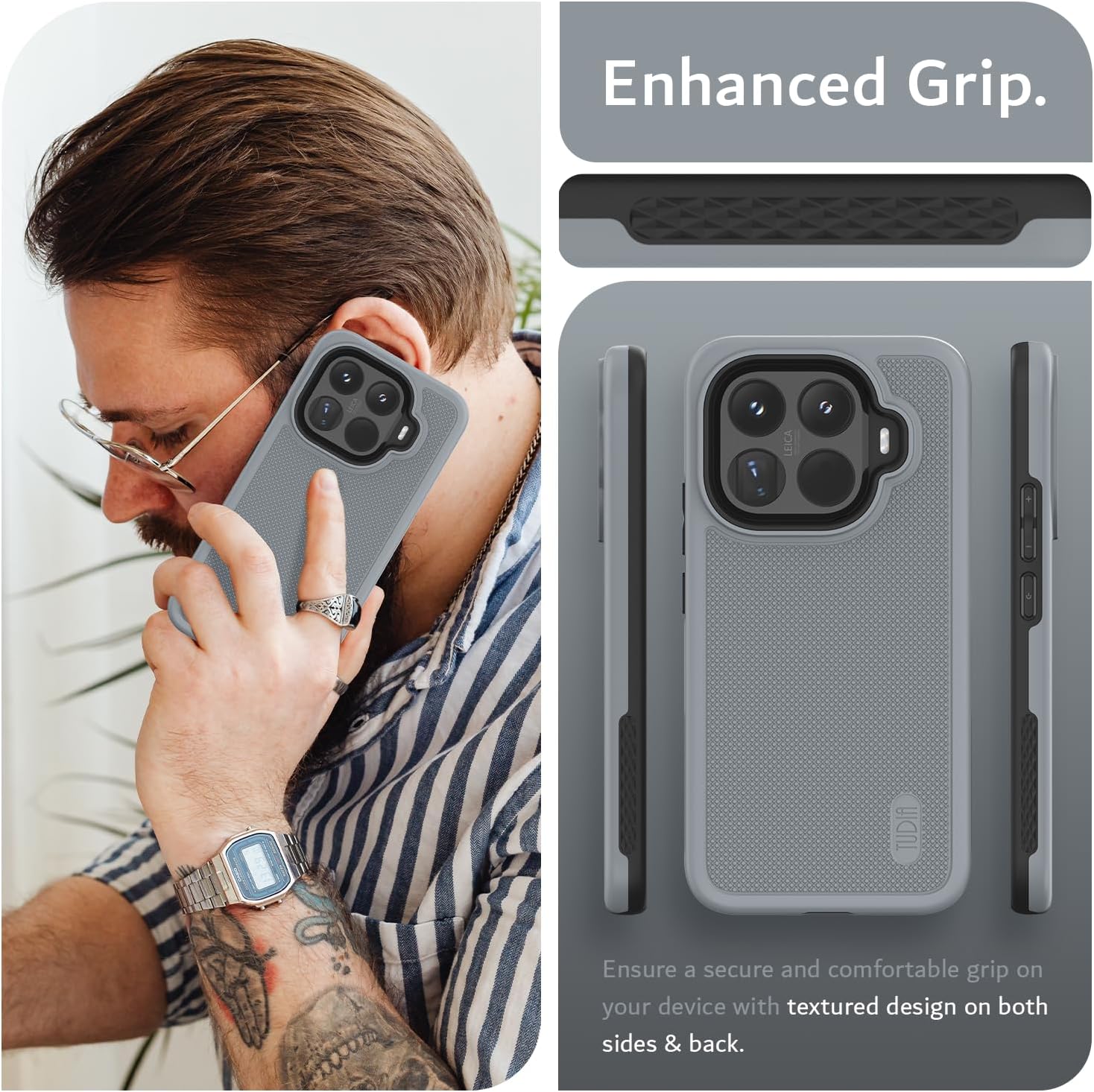 TUDIA MergeGrip [Magsafe Compatible] for Xiaomi 15T Pro 5G Case (2025) – [Military Grade Drop Tested] Dual Layer Shockproof Slim Heavy Duty Tough Protective Phone Case Cover - Gray