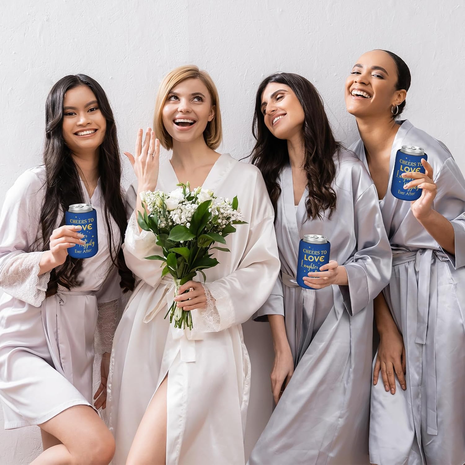 FoldTier Wedding Can Cooler Decorations Cheers to Love Laughter and Happily Ever After Can Cooler for Wedding Supplies Bridal Showers Engagements Bachelorette Parties(50 Pcs)