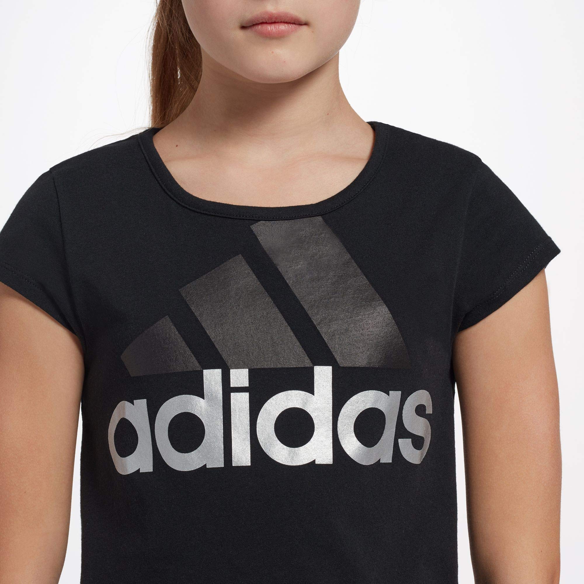 adidas Girls Badge of Sport T-Shirt (Adi Black, XS)