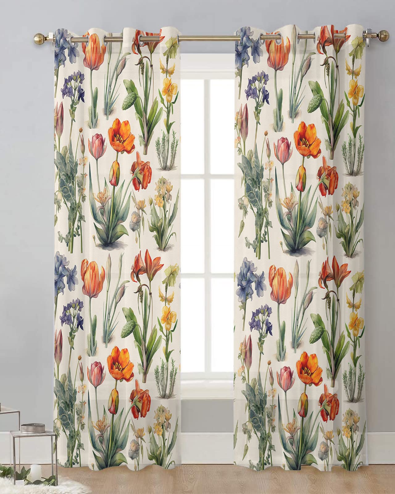 July Joy Cortinas Traslúcidas Blancas De 84 Pulgadas De Largo Con Ojales  Bordados Marroquies Para Sala, image size:1280x1600