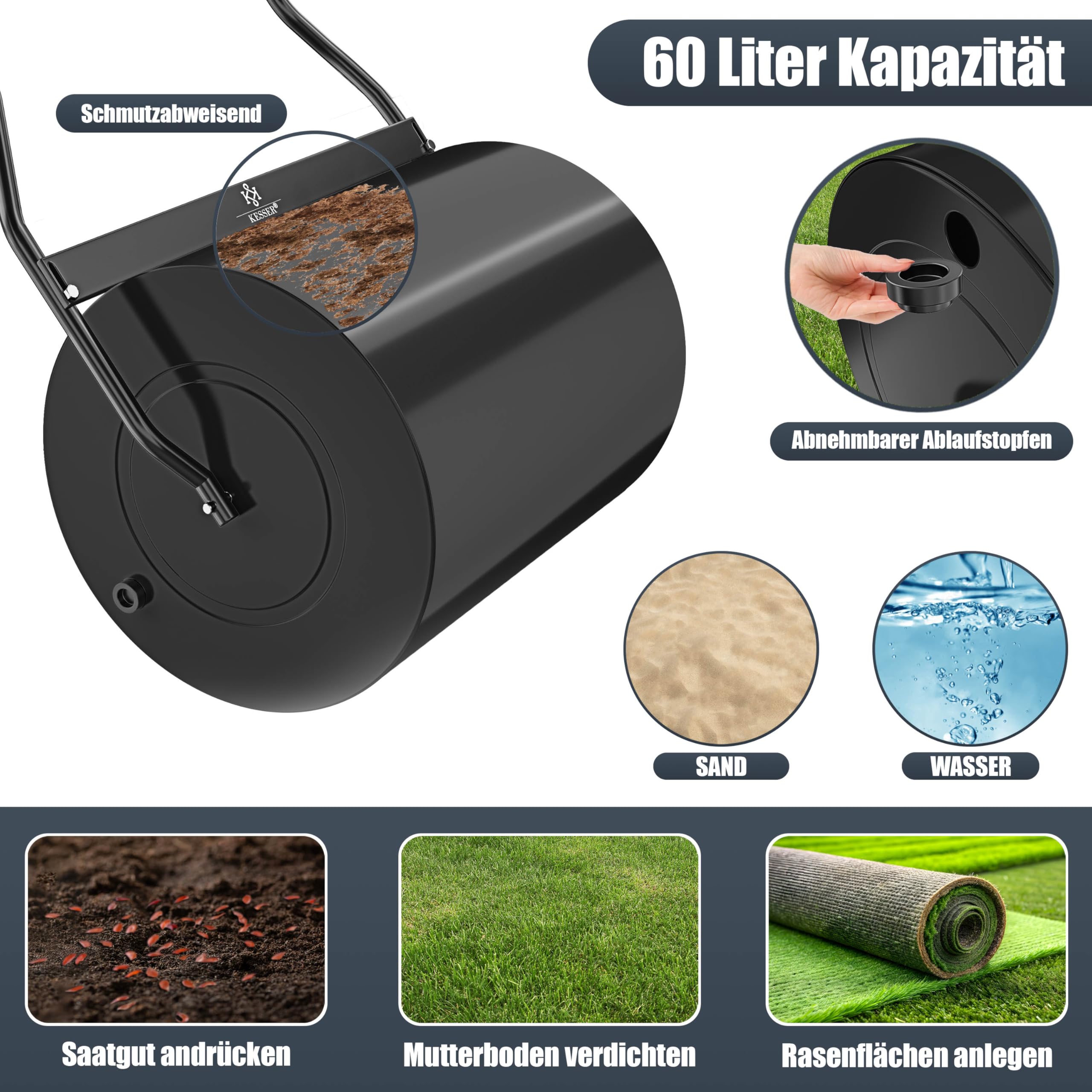 Kesser Rasenwalze Metall befüllbar 50 cm 60 Liter anthrazit ab 67,83 € | Preisvergleich bei