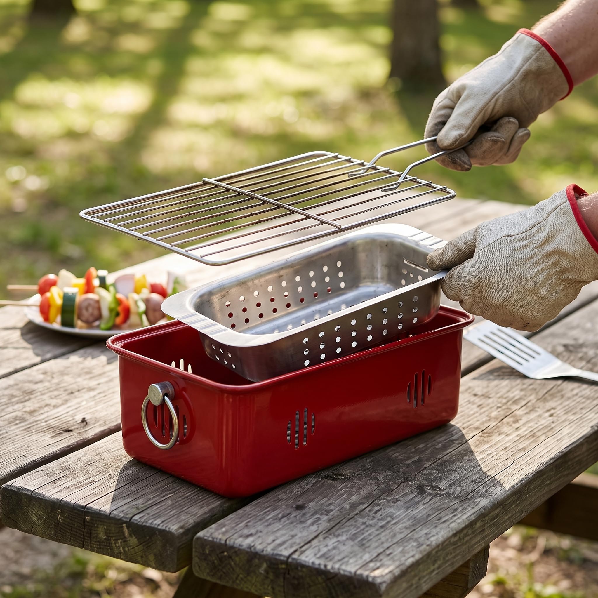 Grill a Carbone Portatile, Grill Barbecue in Metallo per Campeggio e Picnic, per Amici