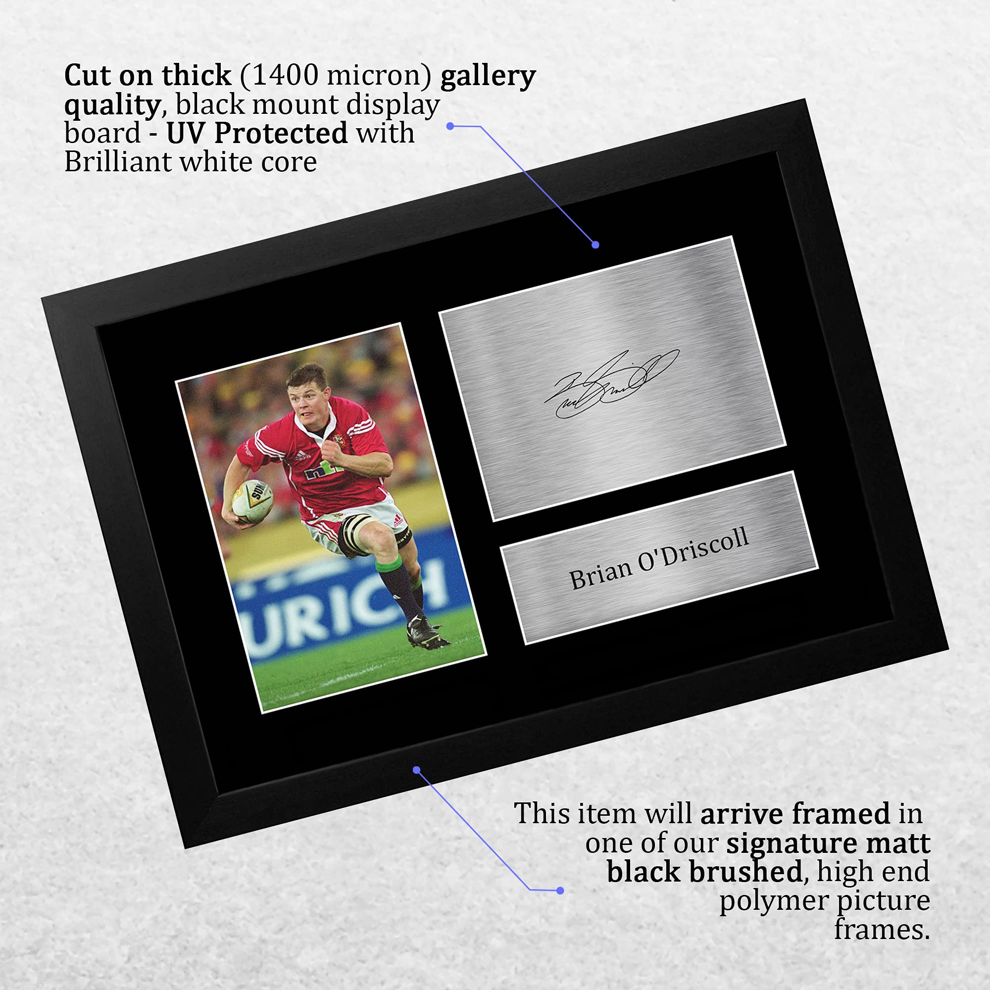 HWC Trading FR A4 Brian O'Driscoll British Lions Gifts Printed Signed Autograph Picture for Rugby Union Fans - A4 Framed - Image 3