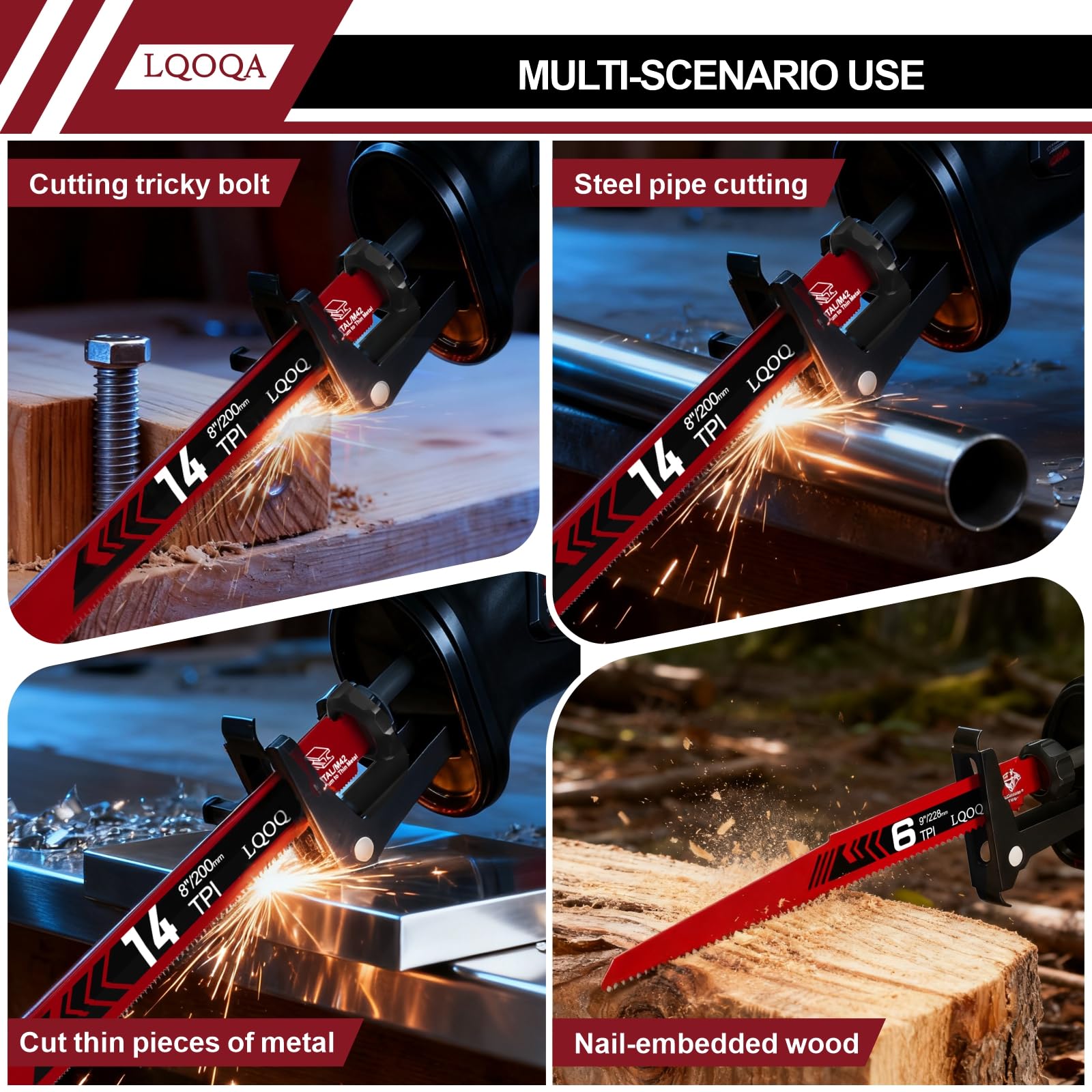 12-Piece Reciprocating Saw Blades - Wood & Metal Cutting -6