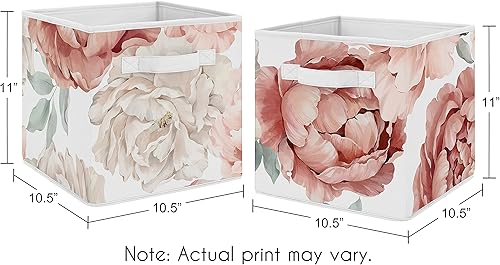 Miniatura 3 de Sweet Jojo Designs Cubos de almacenamiento plegables de tela para niñas, estilo bohemio, desgastado, elegante, color rosa rubor, cajas organizadoras