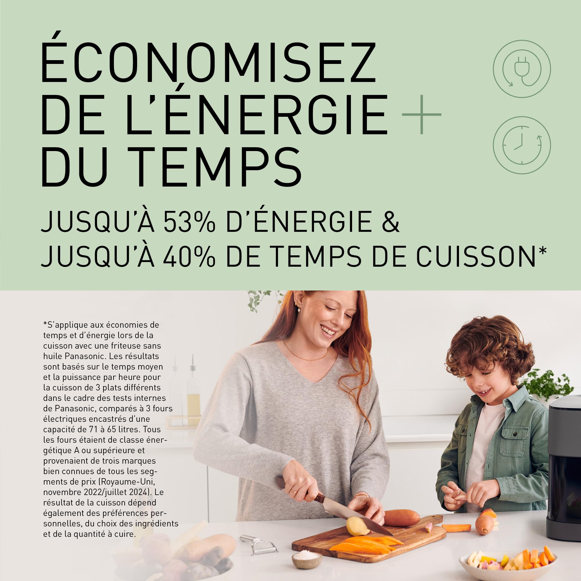 Panasonic NF-CC500SXE AirFryer Friteuse sans huile avec Hublot, 5L, 80-200°C, Minuterie Numérique et Écran LCD, Vapeur Douce, 11 Préréglages, Nettoyage Facile, Gris Mat