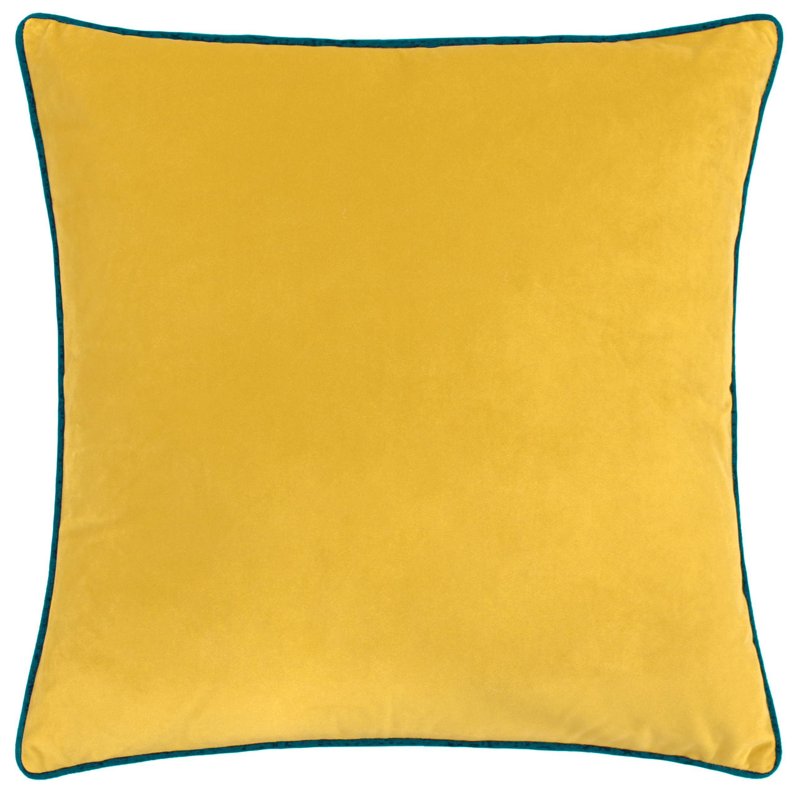 furn. Meridian Feather Filled Cushion – Luxury Contrast Piped Velvet Decorative Pillow (Cylon/Teal - 45x45cm)