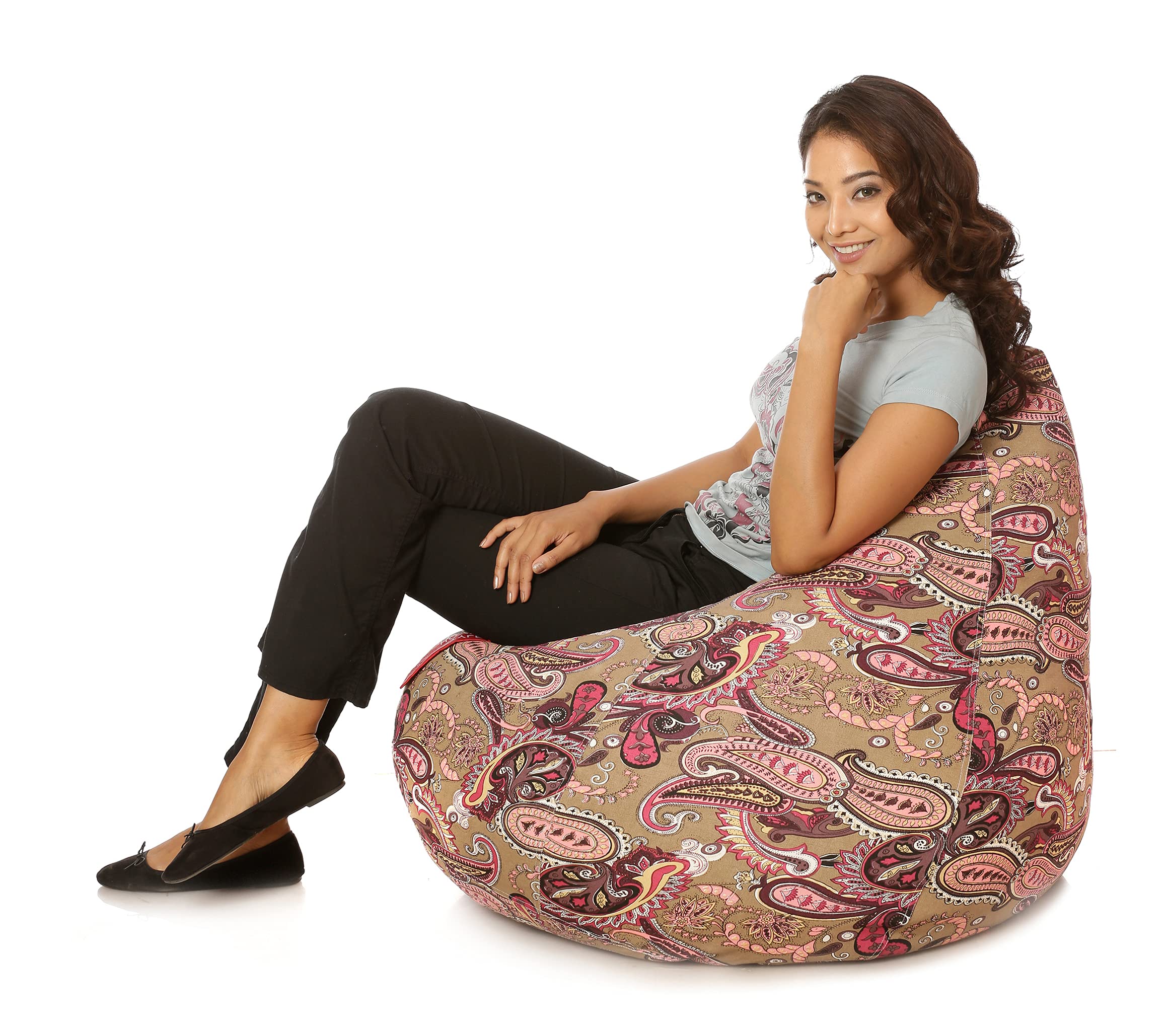 Style Homez Classic Cotton Canvas Paisley Printed Bean Bag XXL Cover Only 3