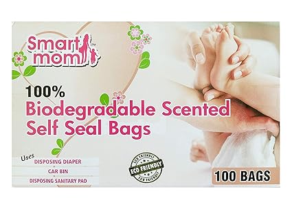 Lifekrafts Smart Mom Disposable Scented, Bio-degradable, and Eco-Friendly Diaper Bags (White) - Pack of 100