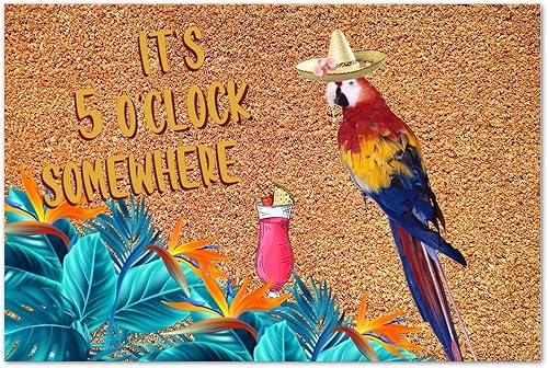 Tapete de fibra de coco con texto en inglés "It's Five O'clock Somewhere" ("It's Five O'clock Somewhere"), tapete para puerta delantera, playa,