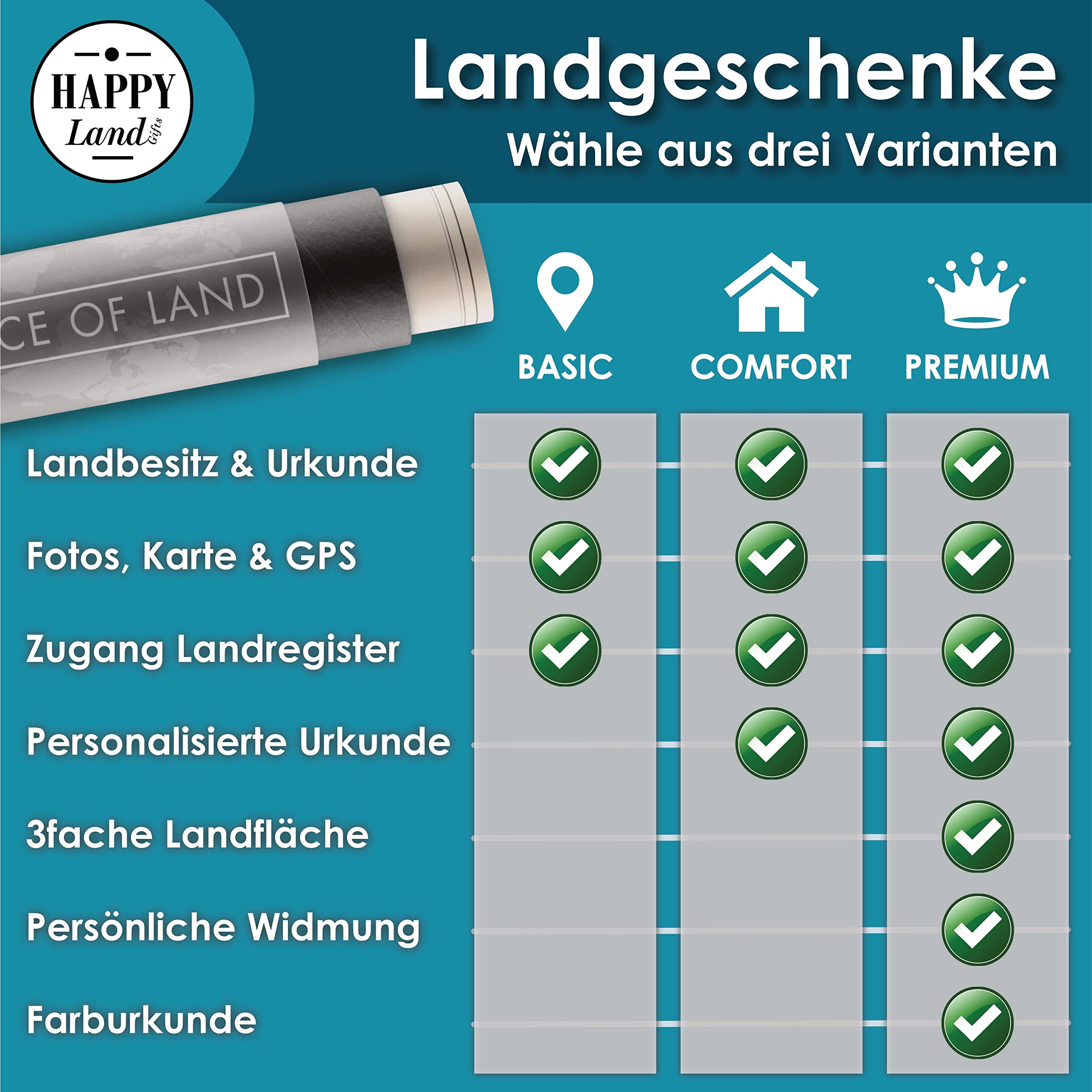 happylandgifts® 1m² echter Regenwald in Peru I Edle Besitzurkunde mit Wunschname zum selber eintragen I Geschenk für nachhaltige Männer und Frauen I Naturschutz I Nachhaltige Geschenke