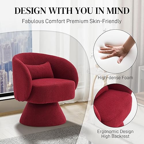 Miniatura 10 de Nolohoo Silla giratoria de barril, silla giratoria tapizada para sala de estar, silla individual cómoda de 360 grados para dormitorio, guardería,