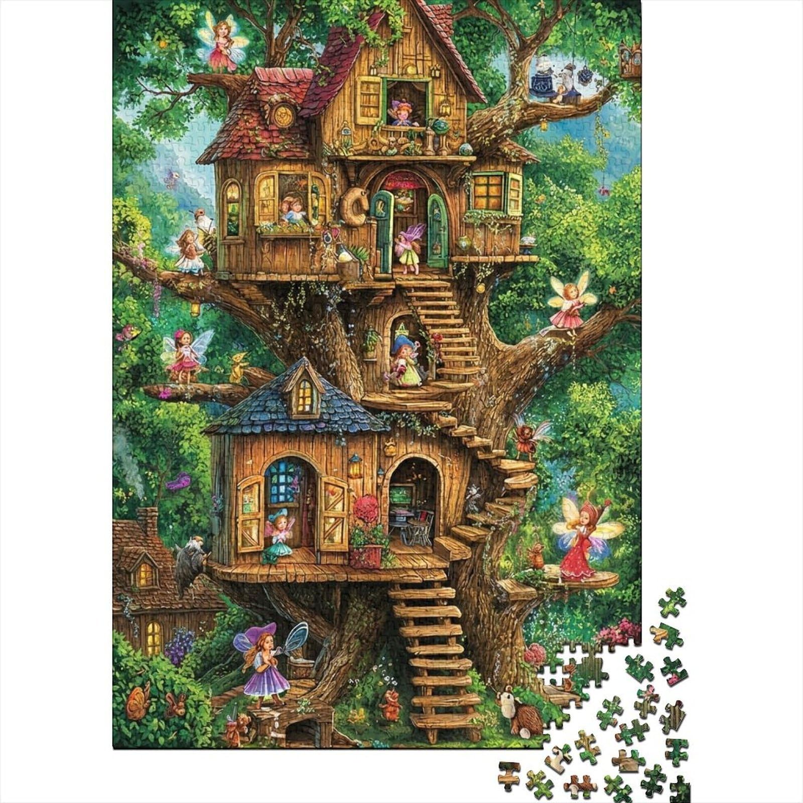 Treehouse Fairyland 1000 Piece Jigsaw Puzzle Adult Paper Focus Home Decor nan