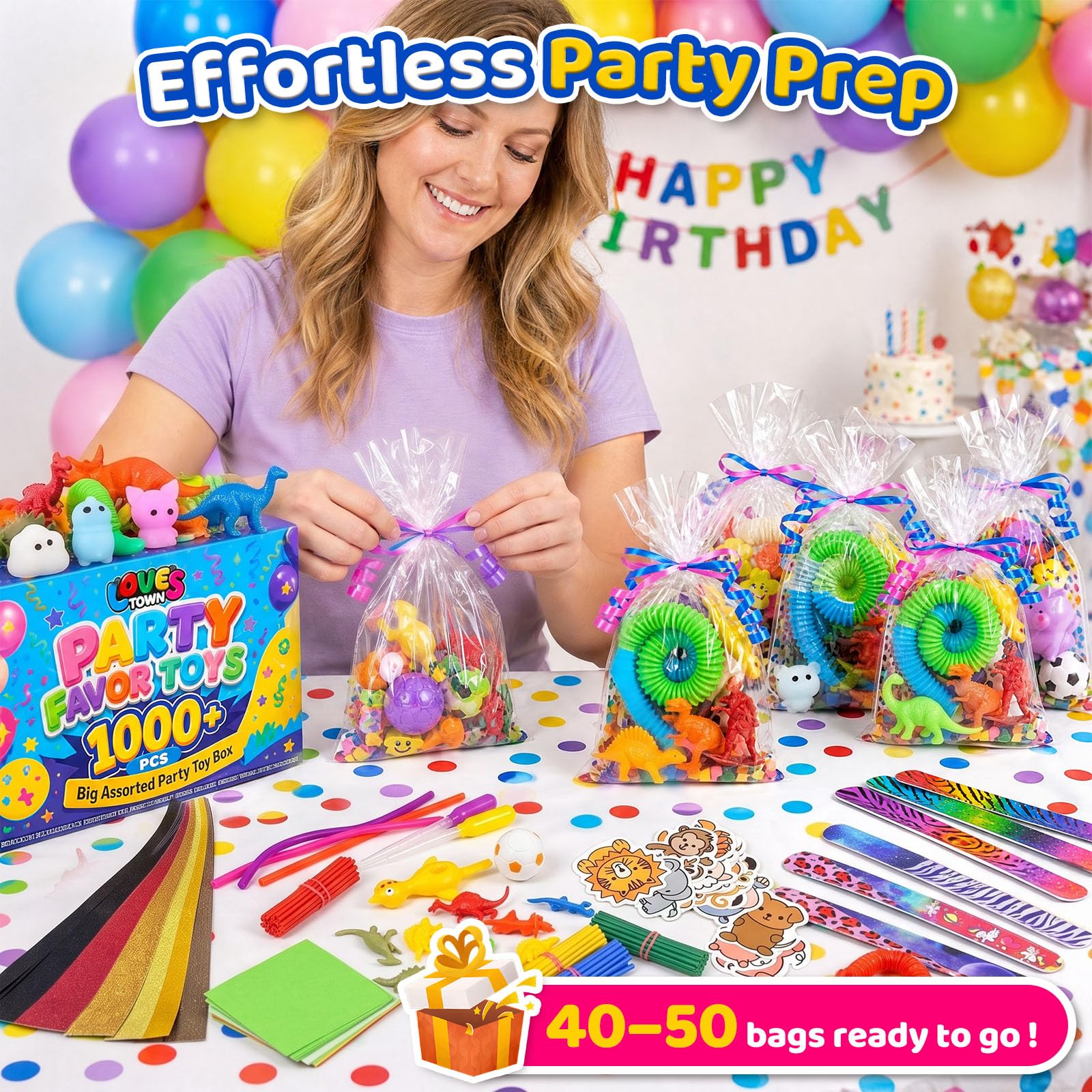 LovesTown 1000 PCS Party Favors for Kids with 405 Small Toys