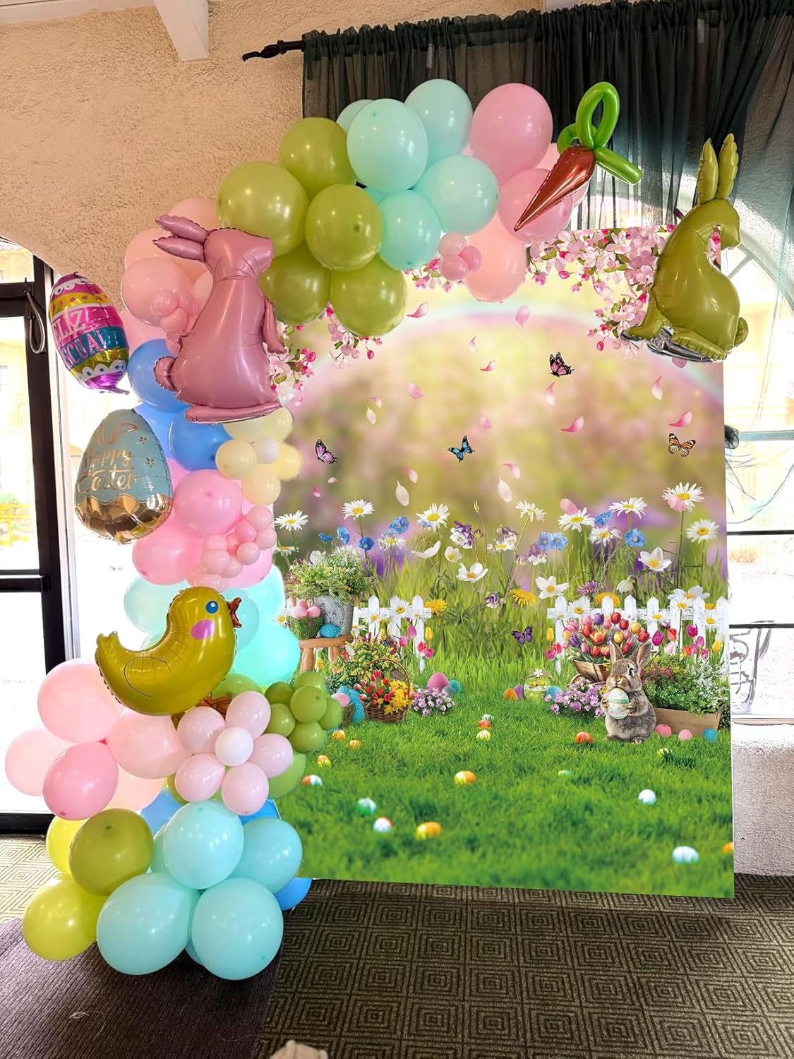 Spring Backdrops for Photography 5x7FT Spring Nature Pink Flowers Background Easter Baby Shower Birthday Party Decorations Kids Photoshoot Photo Booth Props