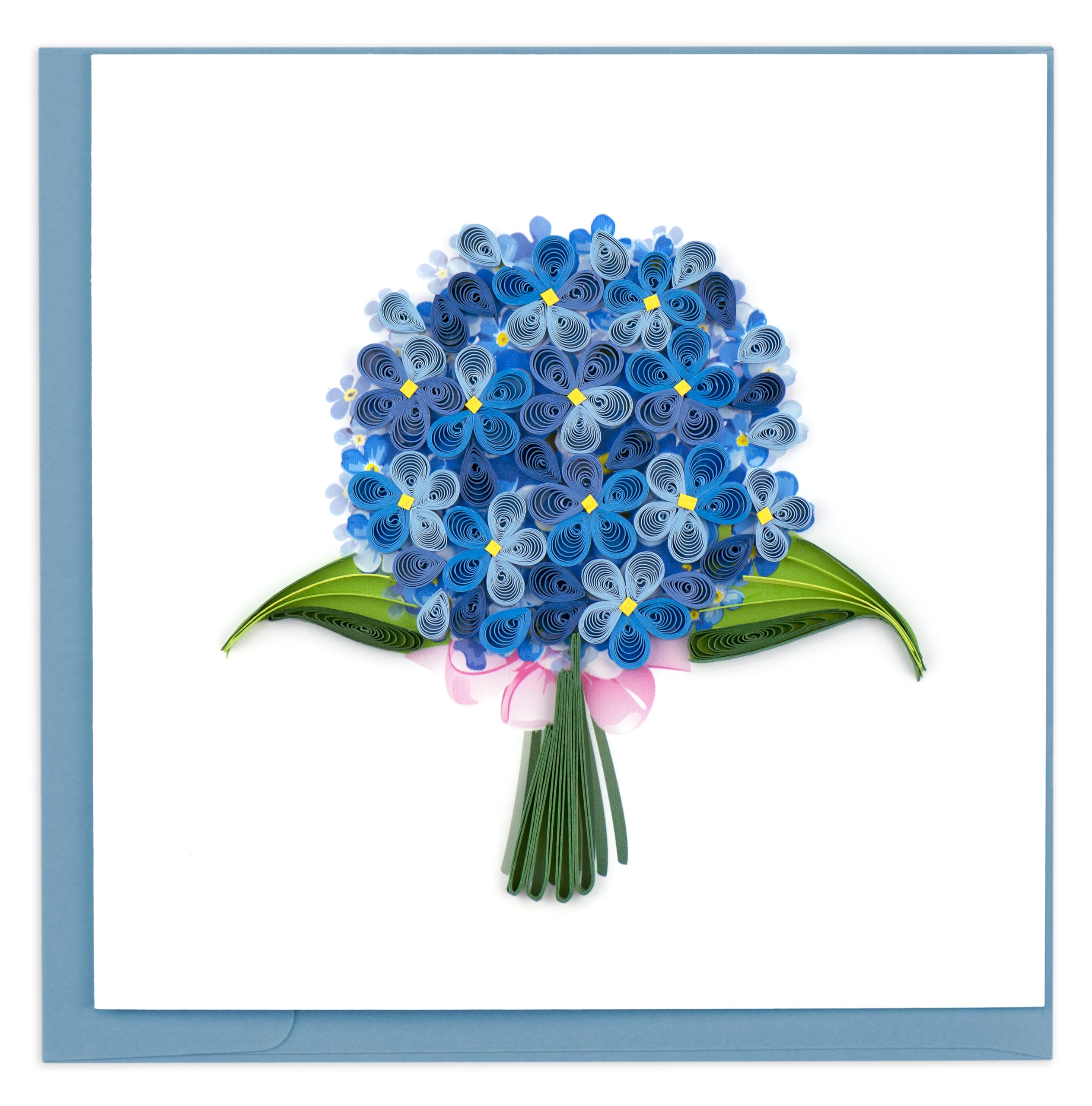 Quilling A Blue Hydrangea Bouquet Blue-Tiful Blooms Hand-Finished Greeting Card Frameable Art