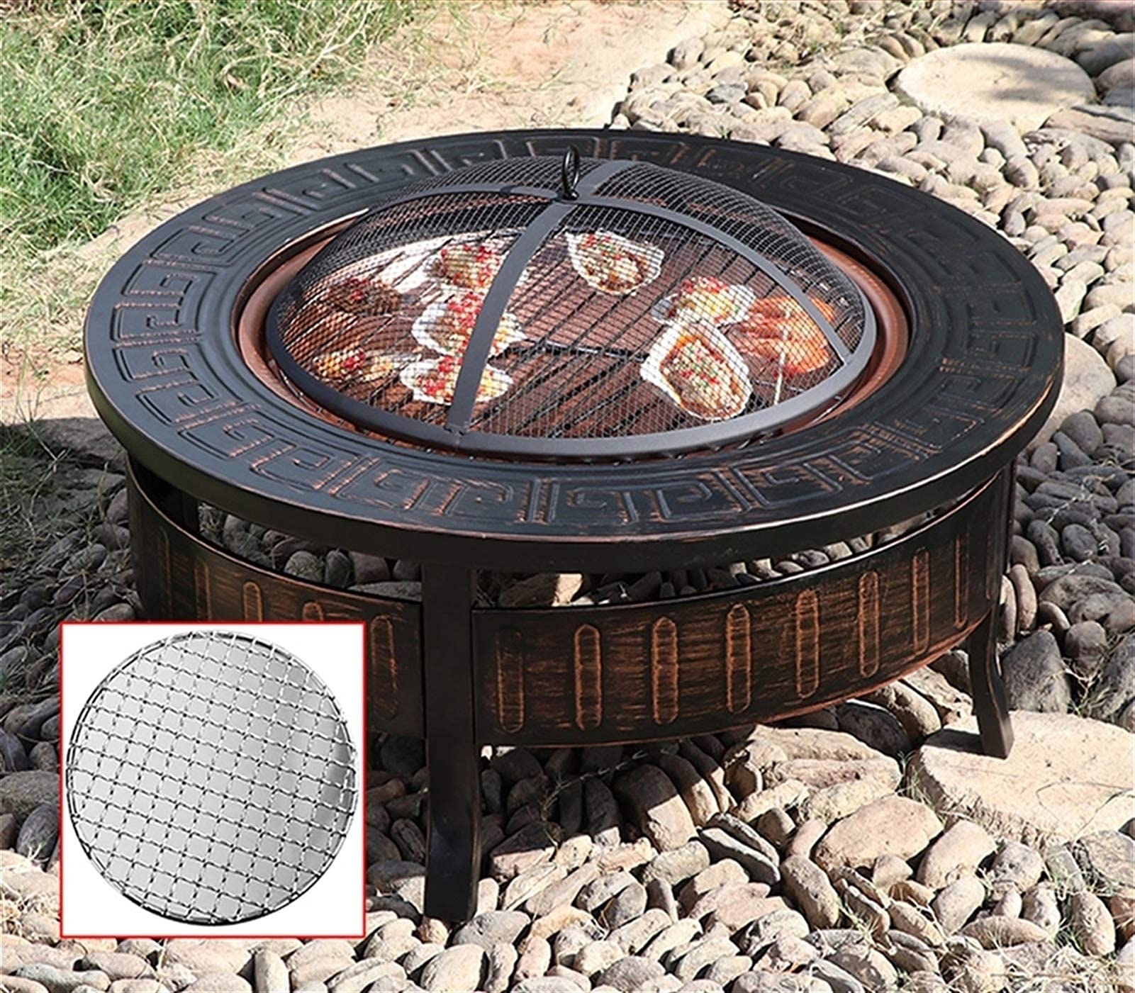 Palenisko ogrodowe, miska do grillowania, grill na świeżym powietrzu, grill imprezowy z rusztem do gotowania, taras