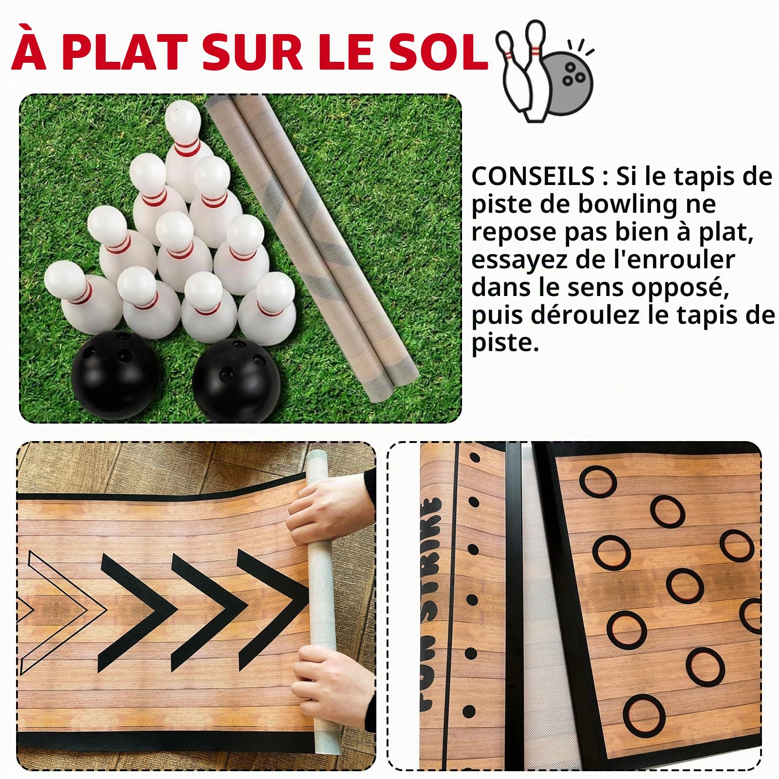 KEAGAN - Mini Set de Bowling, Jeux Complets de Bowling d'Intérieur et d'Extérieur, Set de Bowling pour la Maison, Set de Piste de Bowling avec Voie de Bowling, Quilles de Bowling et Boule, Set de Jeux